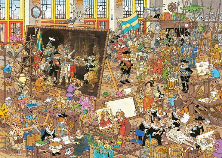 JUMBO 20032 Jan van Haasteren Ein Ausflug ins Museum + Gratis Bilderrahmen 2x1000 Teile Puzzle