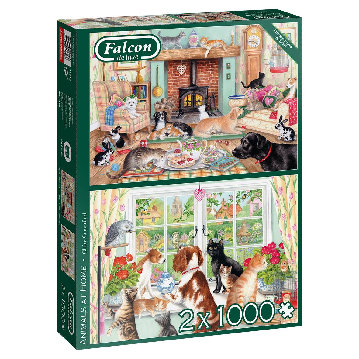 Falcon 11318 Tiere zu Hause 2x1000 Teile Puzzle