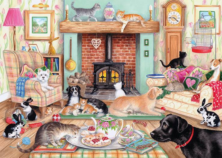 Tiere zu Hause 2x1000 Teile Puzzle