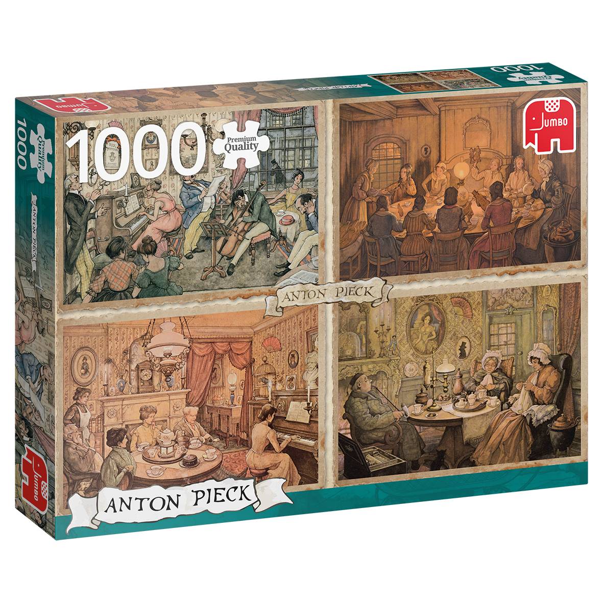 JUMBO 18856 Premium Collection – Anton Pieck, Unterhaltung im Wohnzimmer 1000 Teile Puzzle