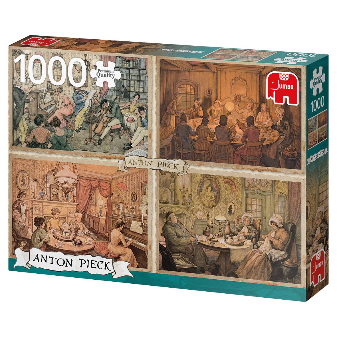 JUMBO 18856 Premium Collection – Anton Pieck, Unterhaltung im Wohnzimmer 1000 Teile Puzzle