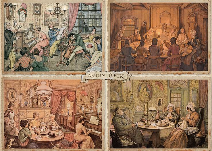 JUMBO 18856 Premium Collection – Anton Pieck, Unterhaltung im Wohnzimmer 1000 Teile Puzzle