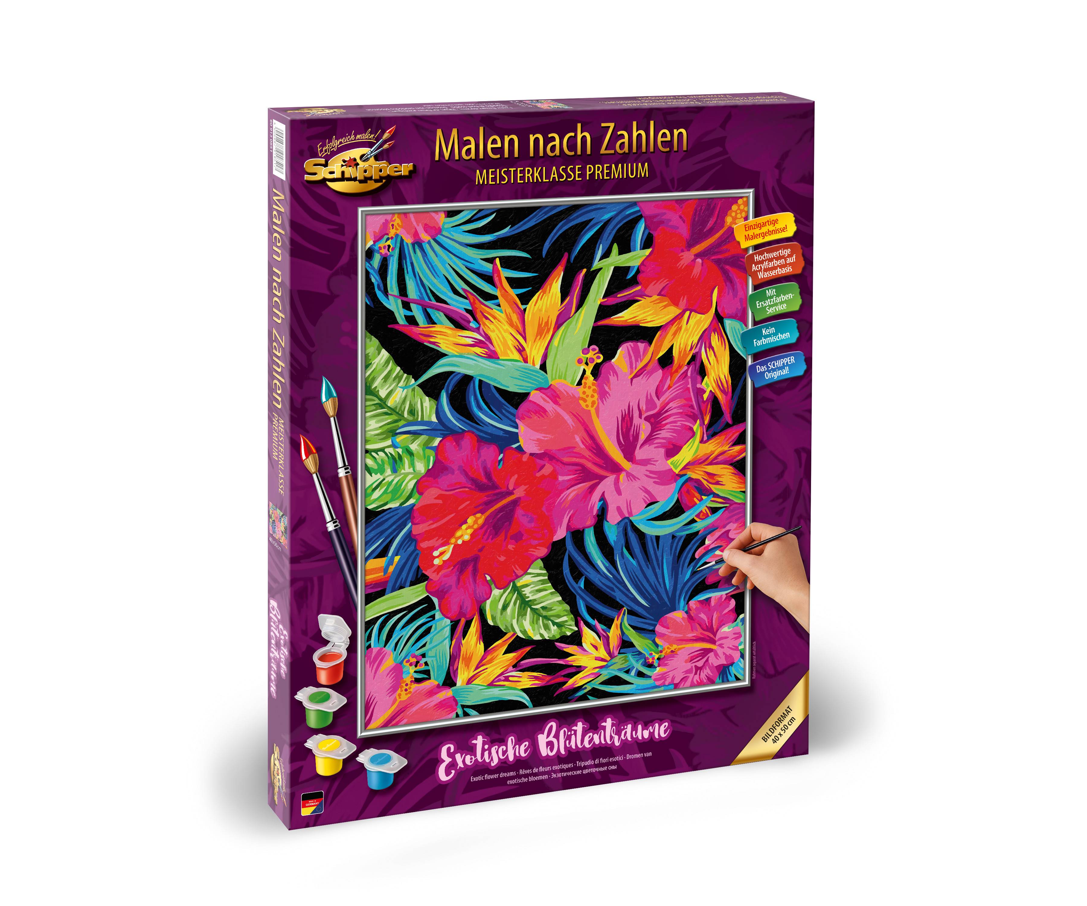Schipper 609130851 Exotische Blütenträume Malen nach Zahlen 40x50cm