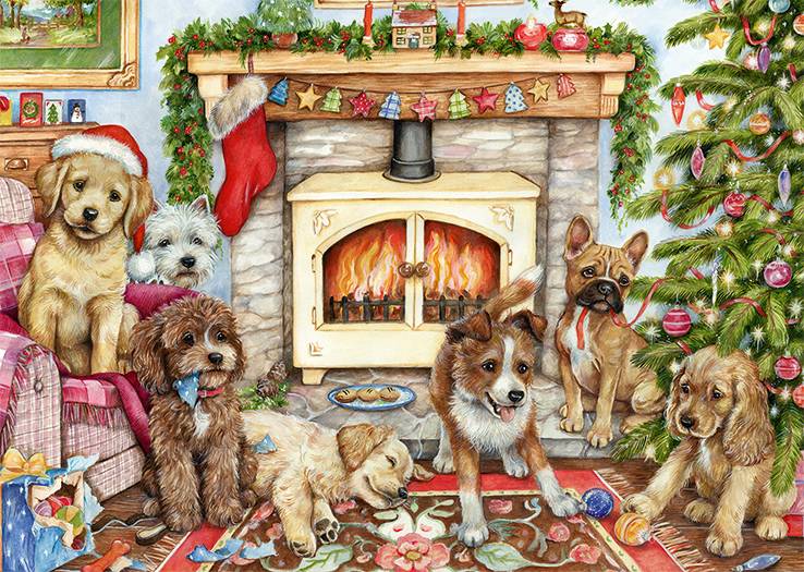 Falcon 11310 Debbie Cook Christmas Puppies 500 Teile Puzzle