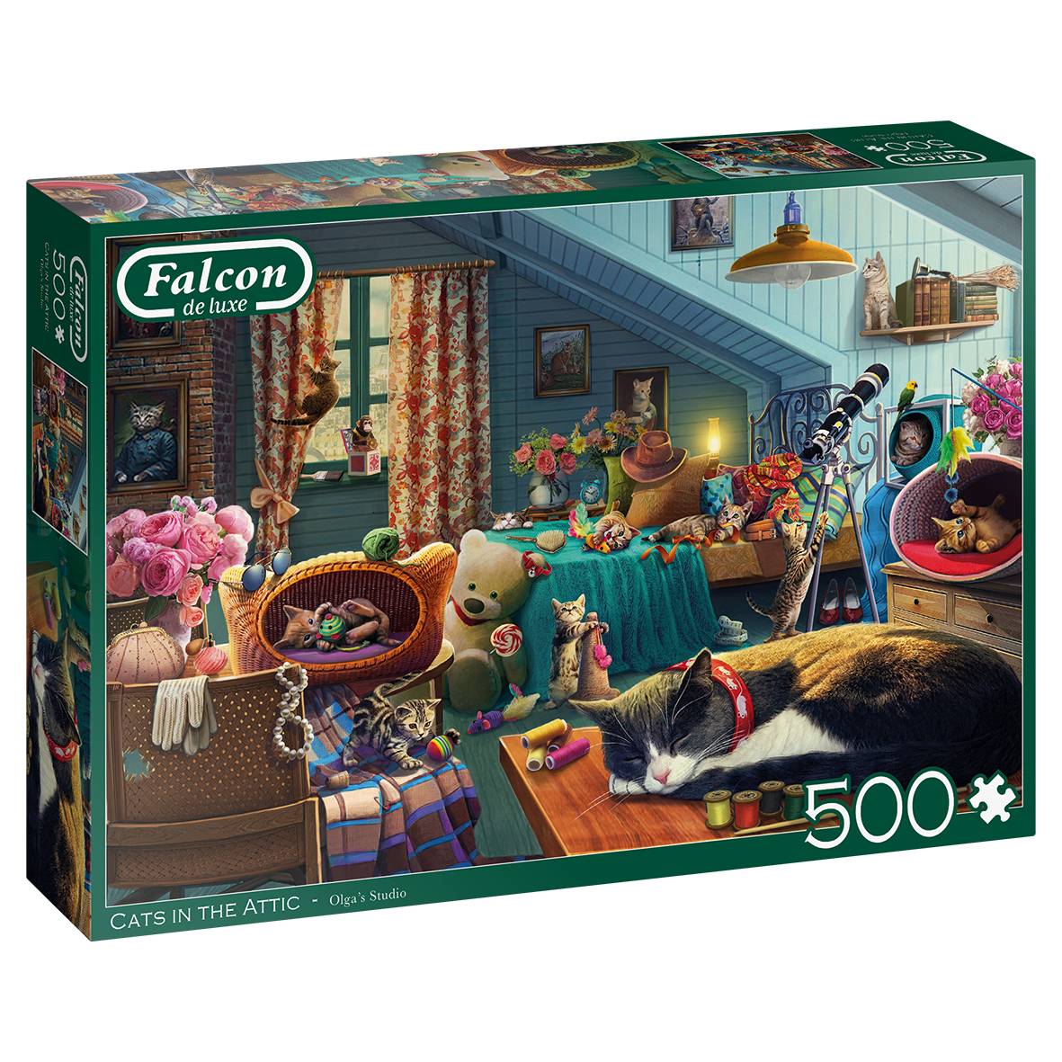 Falcon 11300 Olgas Studio Katzen auf dem Dachboden 500 Teile Puzzle