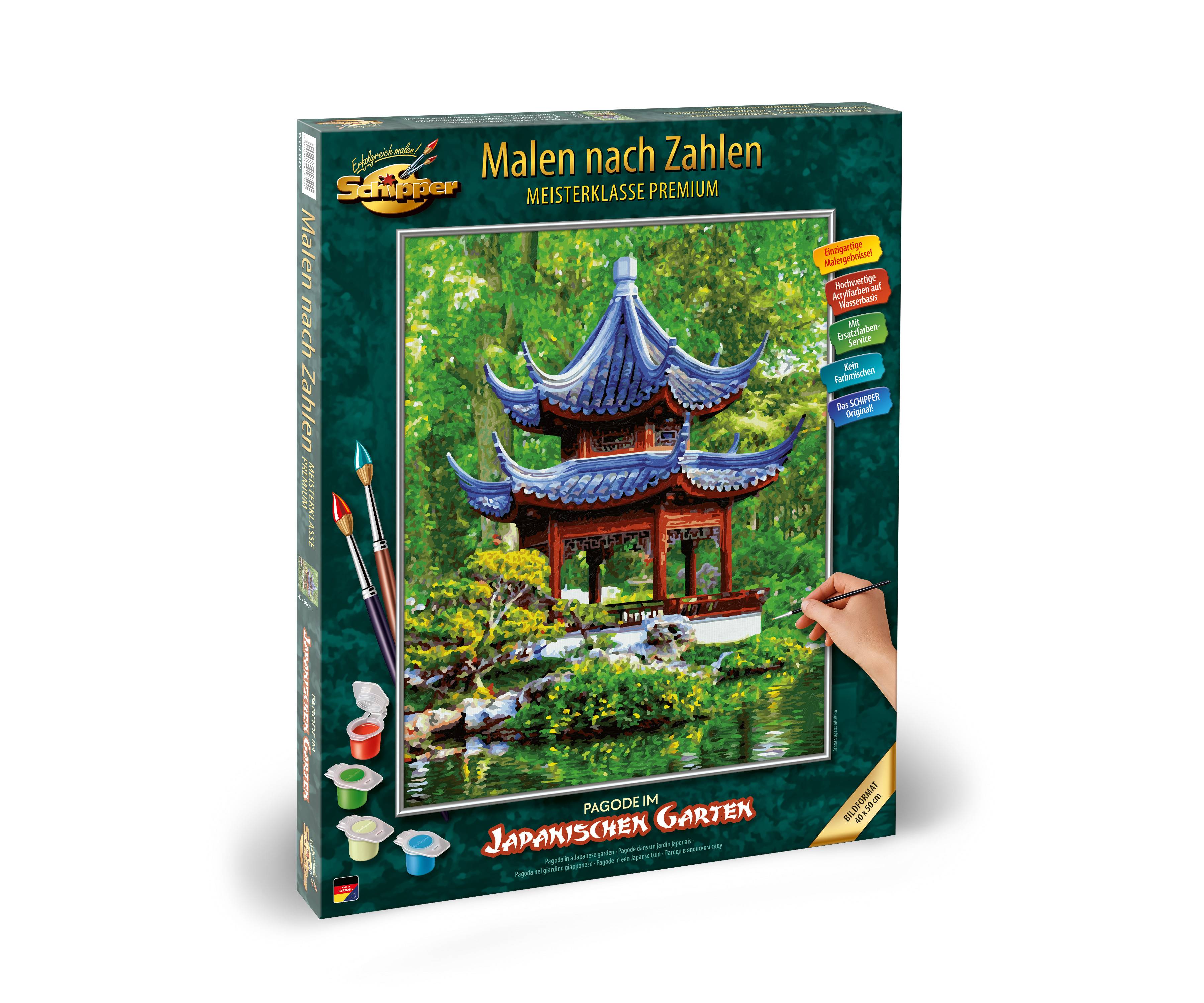 Schipper 609130850 Pagode im japanischen Garten Malen nach Zahlen 40x50cm