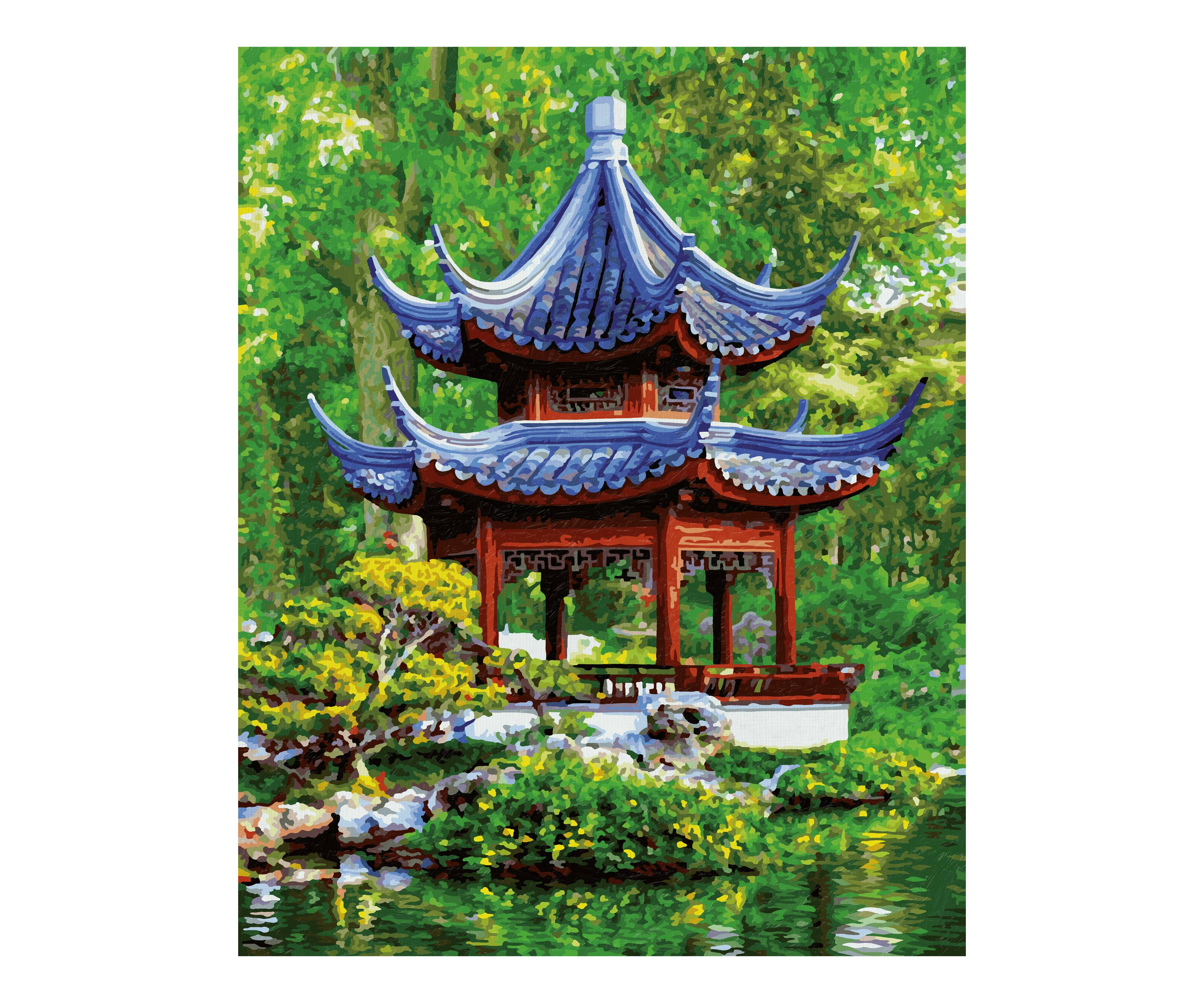 Schipper 609130850 Pagode im japanischen Garten Malen nach Zahlen 40x50cm