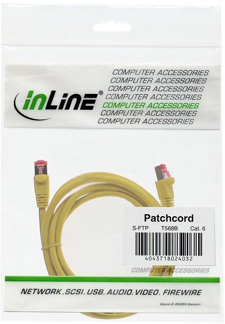 INLINE - Patchkabel - S/FTP (PiMf) - Cat.6 - 250MHz - PVC - Kupfer - gelb - 0,5m