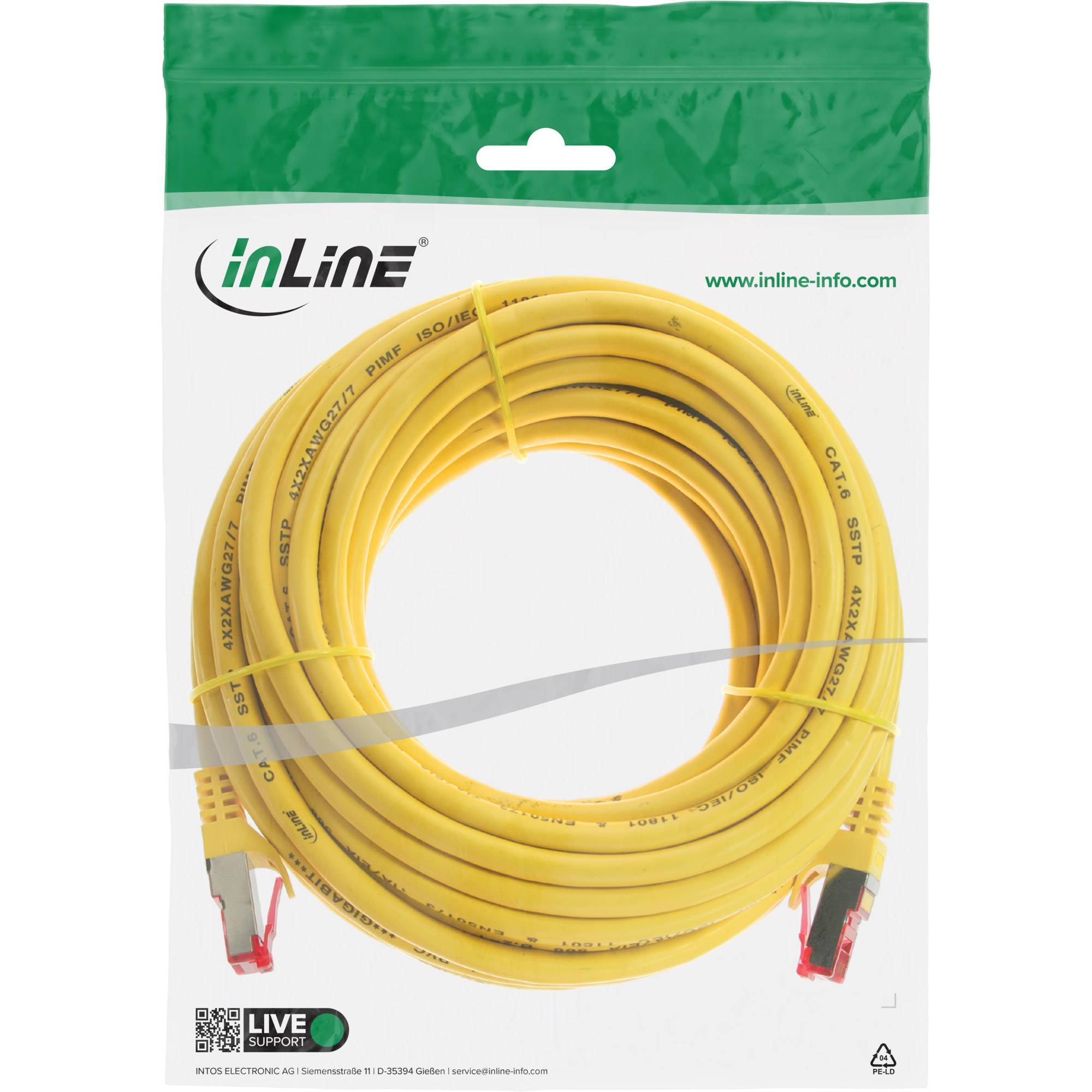 INLINE - Patchkabel - S/FTP (PiMf) - Cat.6 - 250MHz - PVC - Kupfer - gelb - 5m
