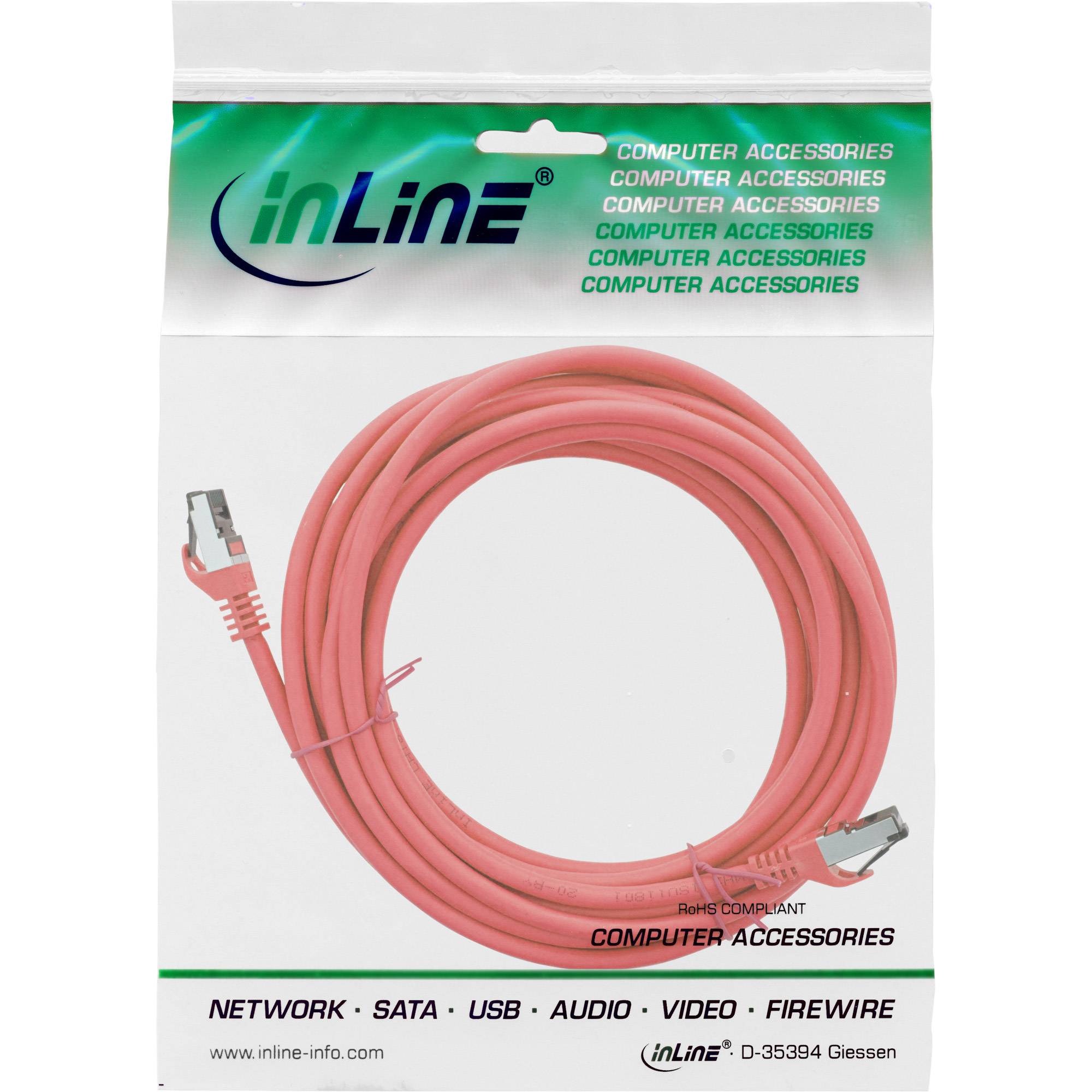 INLINE - Patchkabel - S/FTP (PiMf) - Cat.8.1 - 2000MHz - halogenfrei - rot - 7,5m