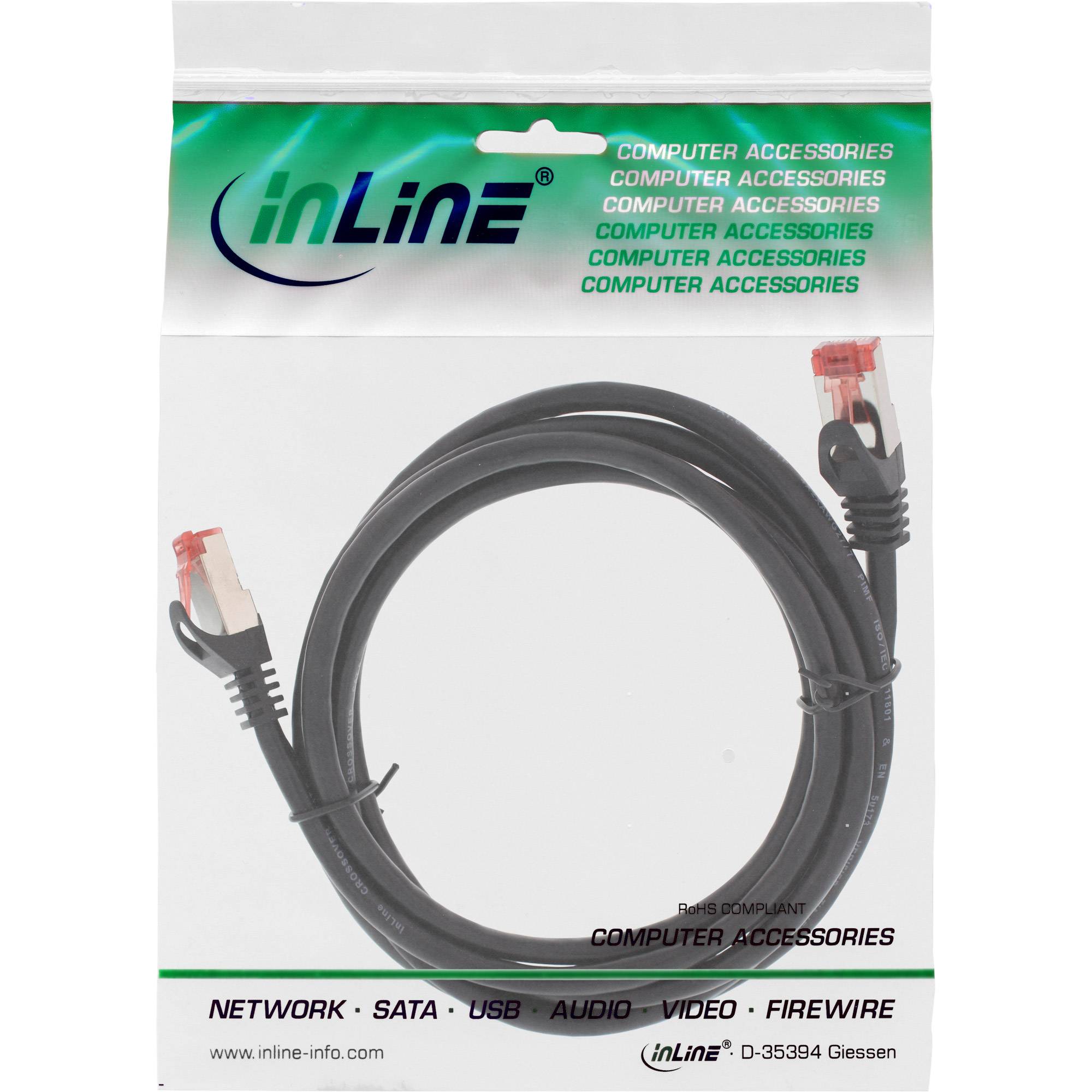 INLINE - Crossover Patchkabel - S/FTP - Cat.6 - schwarz - 10m