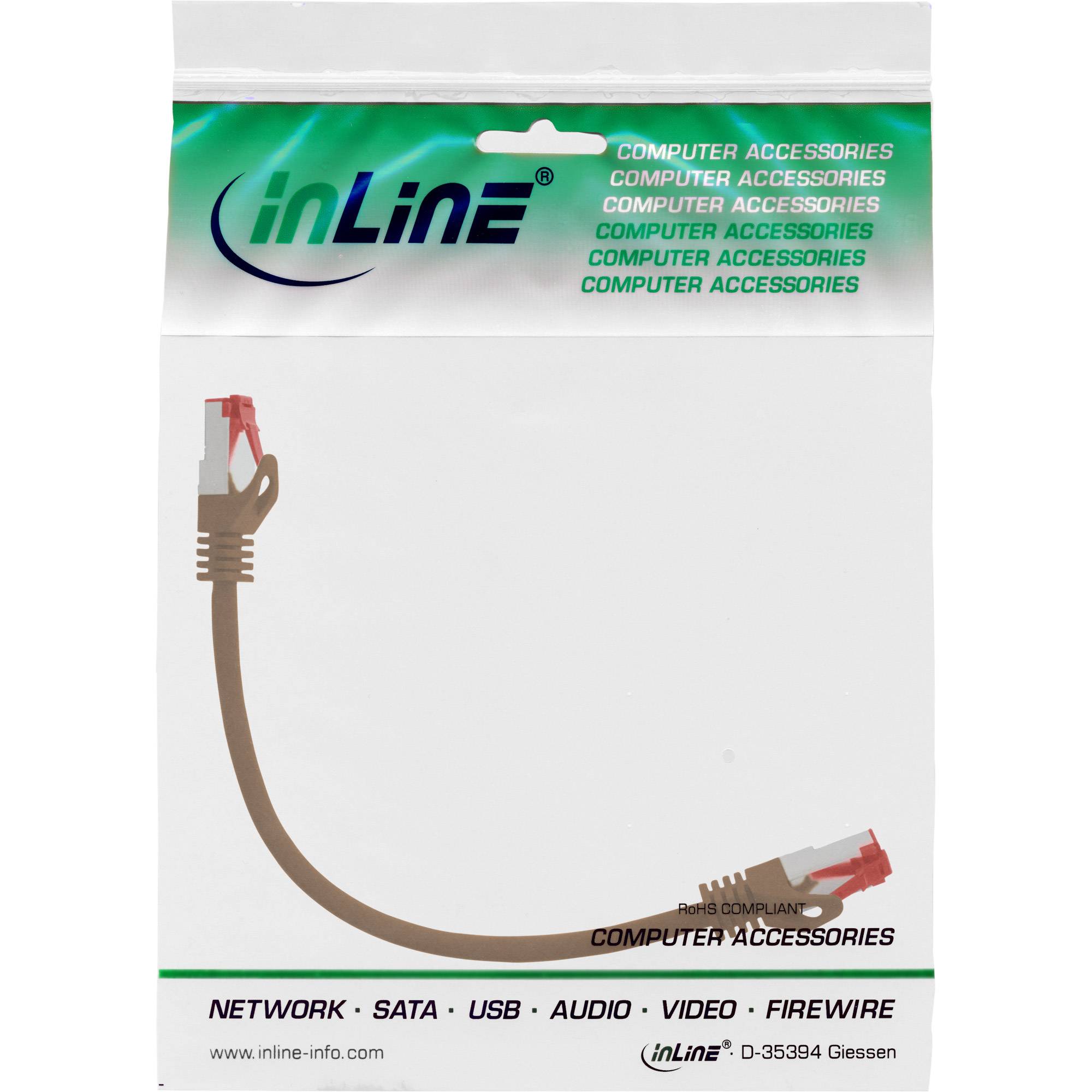 INLINE - Patchkabel - S/FTP (PiMf) - Cat.6 - 250MHz - PVC - Kupfer - braun - 0,3m