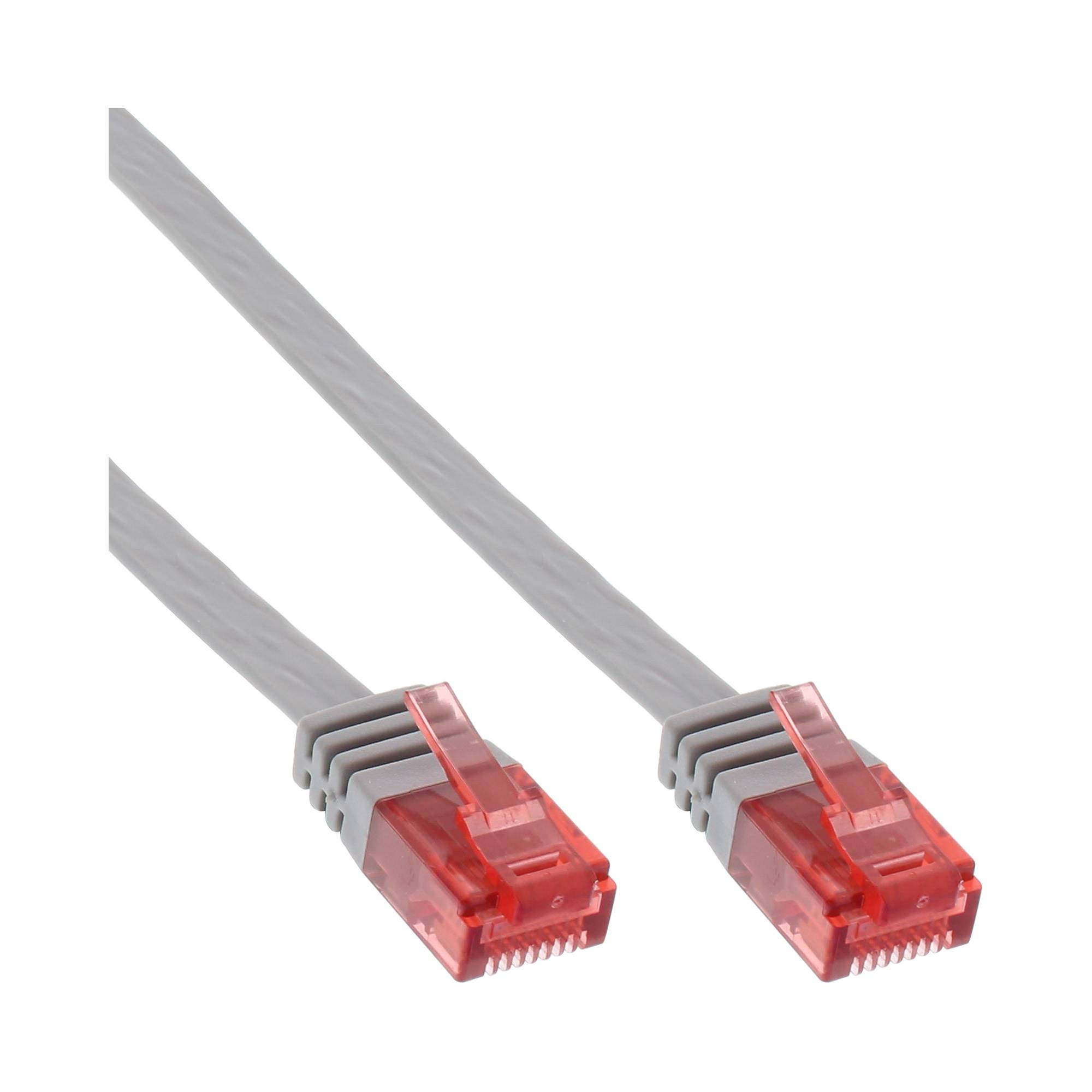 INLINE - Patchkabel flach - U/UTP - Cat.6 - grau - 2m