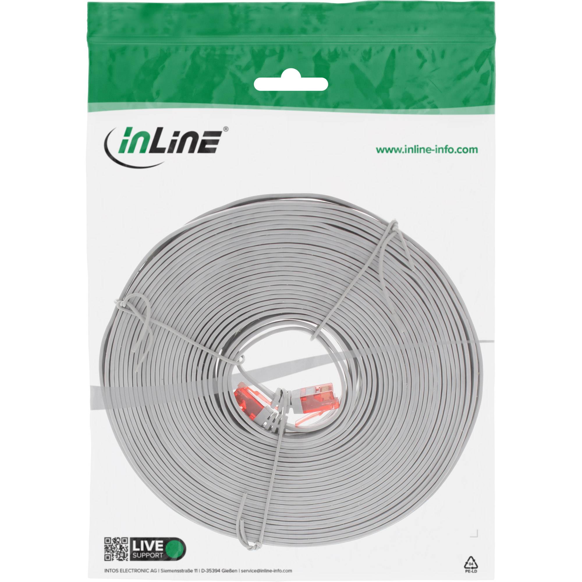 INLINE - Patchkabel flach - U/UTP - Cat.6 - grau - 7m