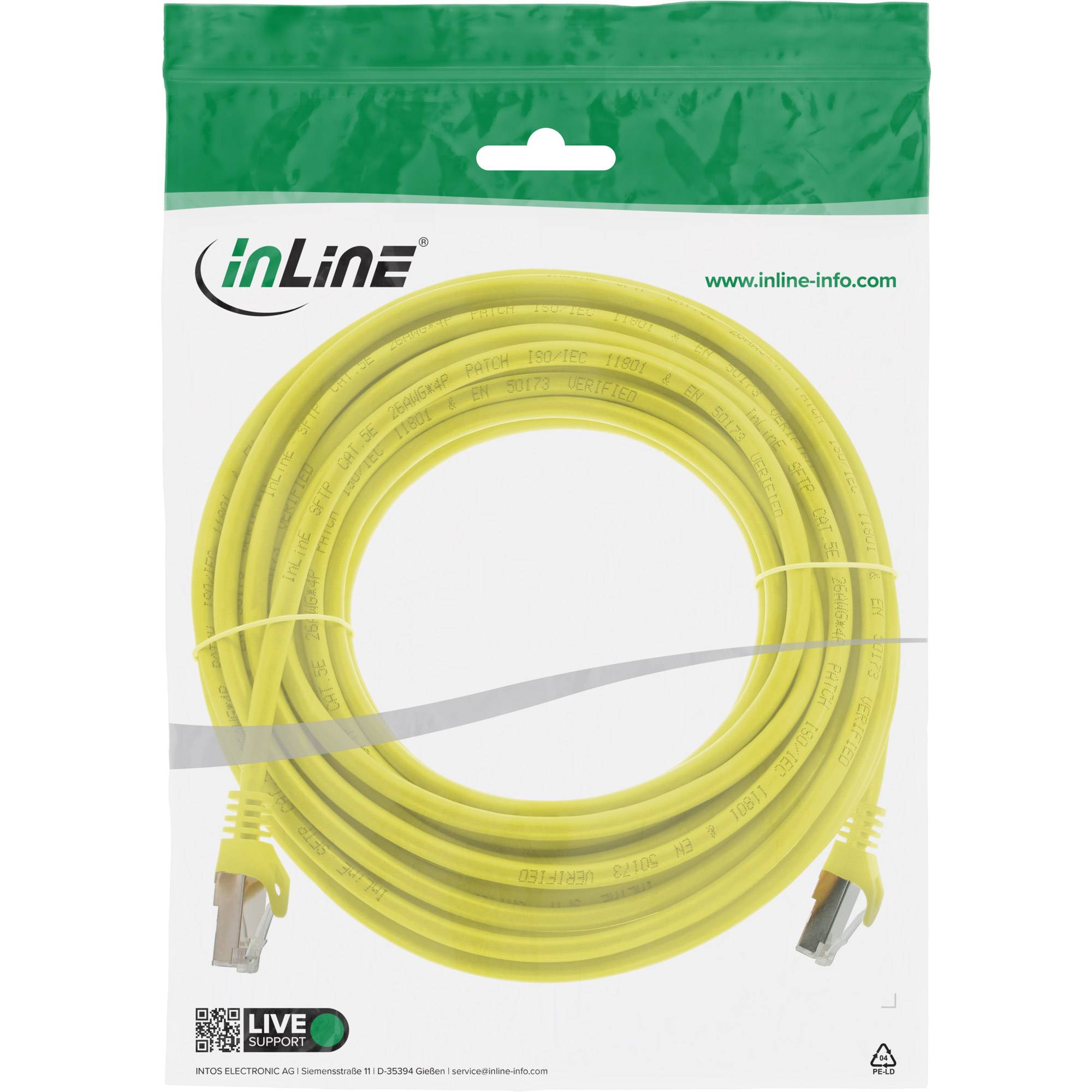 INLINE - Patchkabel - SF/UTP - Cat.5e - gelb - 30m