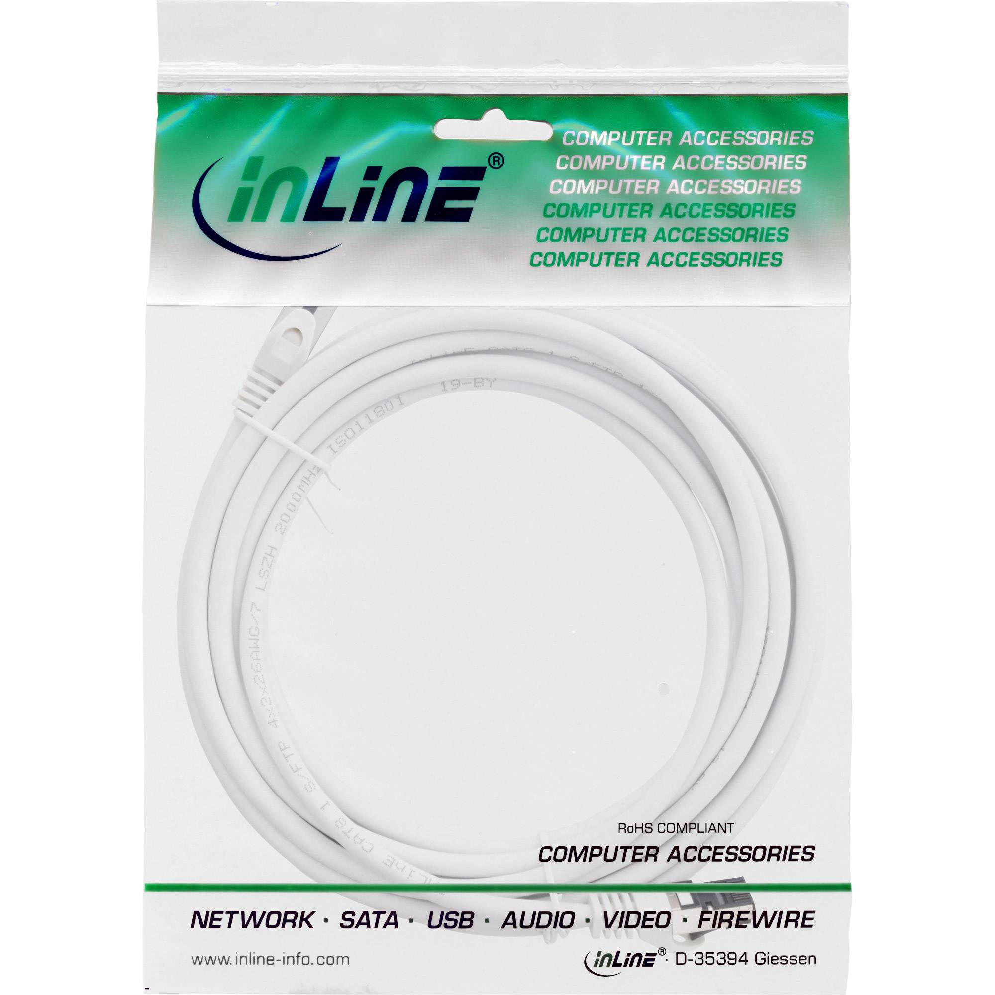 INLINE - Patchkabel - S/FTP (PiMf) - Cat.8.1 - 2000MHz - halogenfrei - weiß - 7,5m