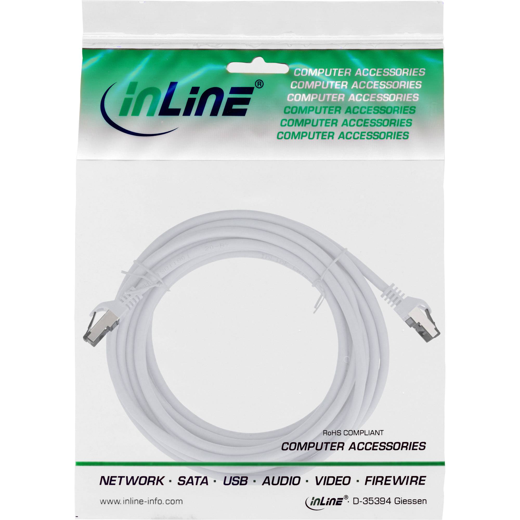 INLINE - Patchkabel - S/FTP (PiMf) - Cat.8.1 - 2000MHz - halogenfrei - weiß - 7,5m