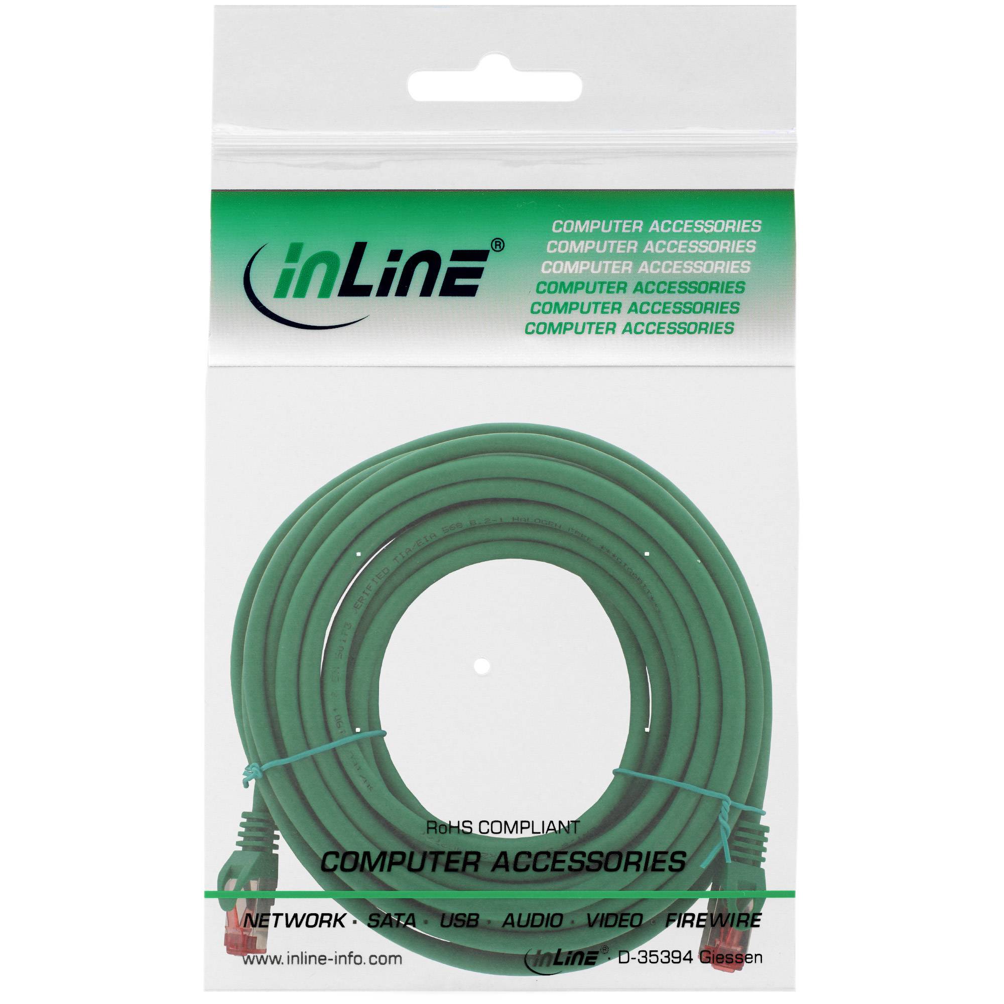 INLINE - Patchkabel - S/FTP (PiMf) - Cat.6 - halogenfrei - Kupfer - grün - 5m