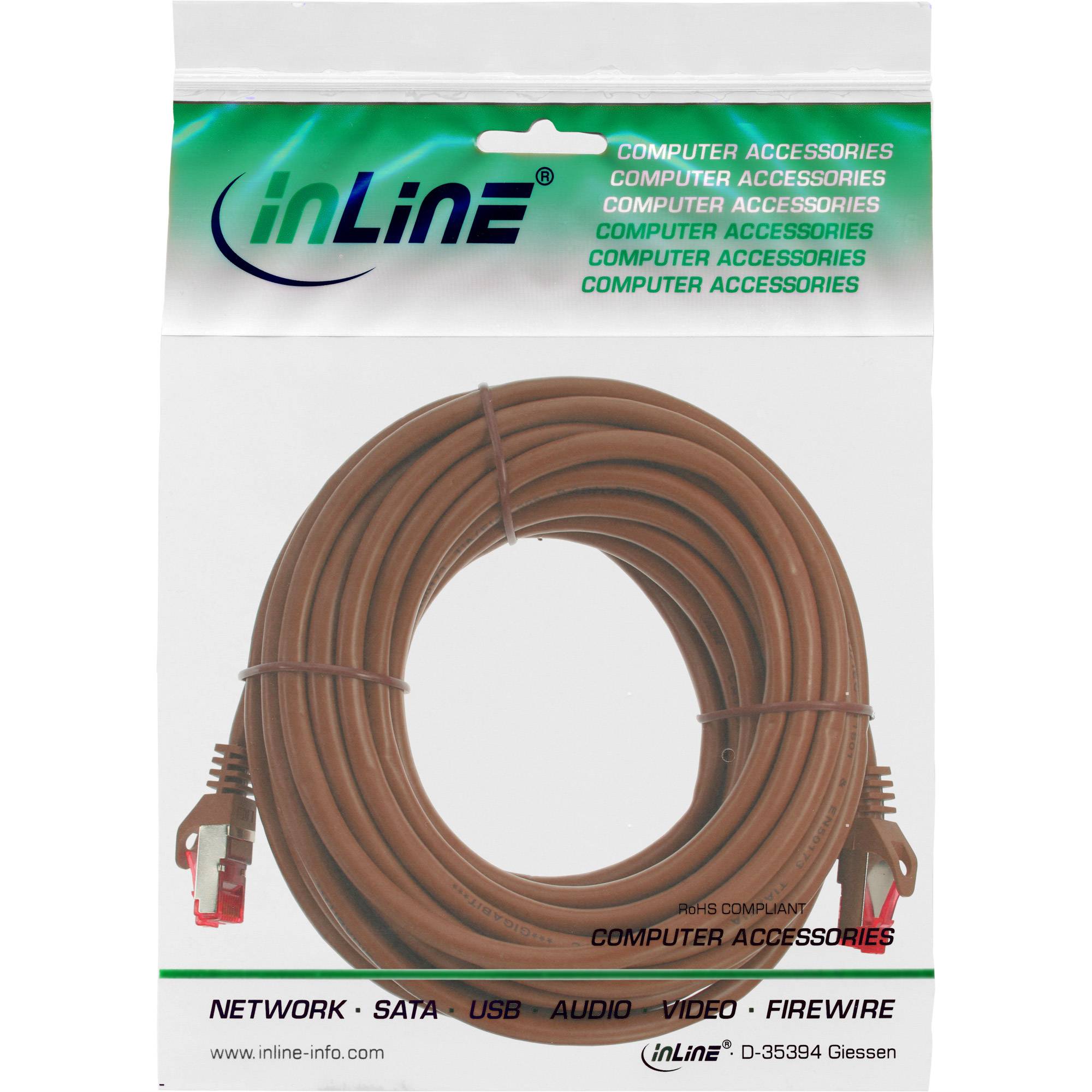 INLINE - Patchkabel - S/FTP (PiMf) - Cat.6 - 250MHz - PVC - Kupfer - braun - 15m