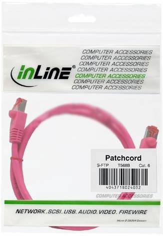 INLINE - Patchkabel - S/FTP (PiMf) - Cat.6 - 250MHz - PVC - Kupfer - pink - 0,3m