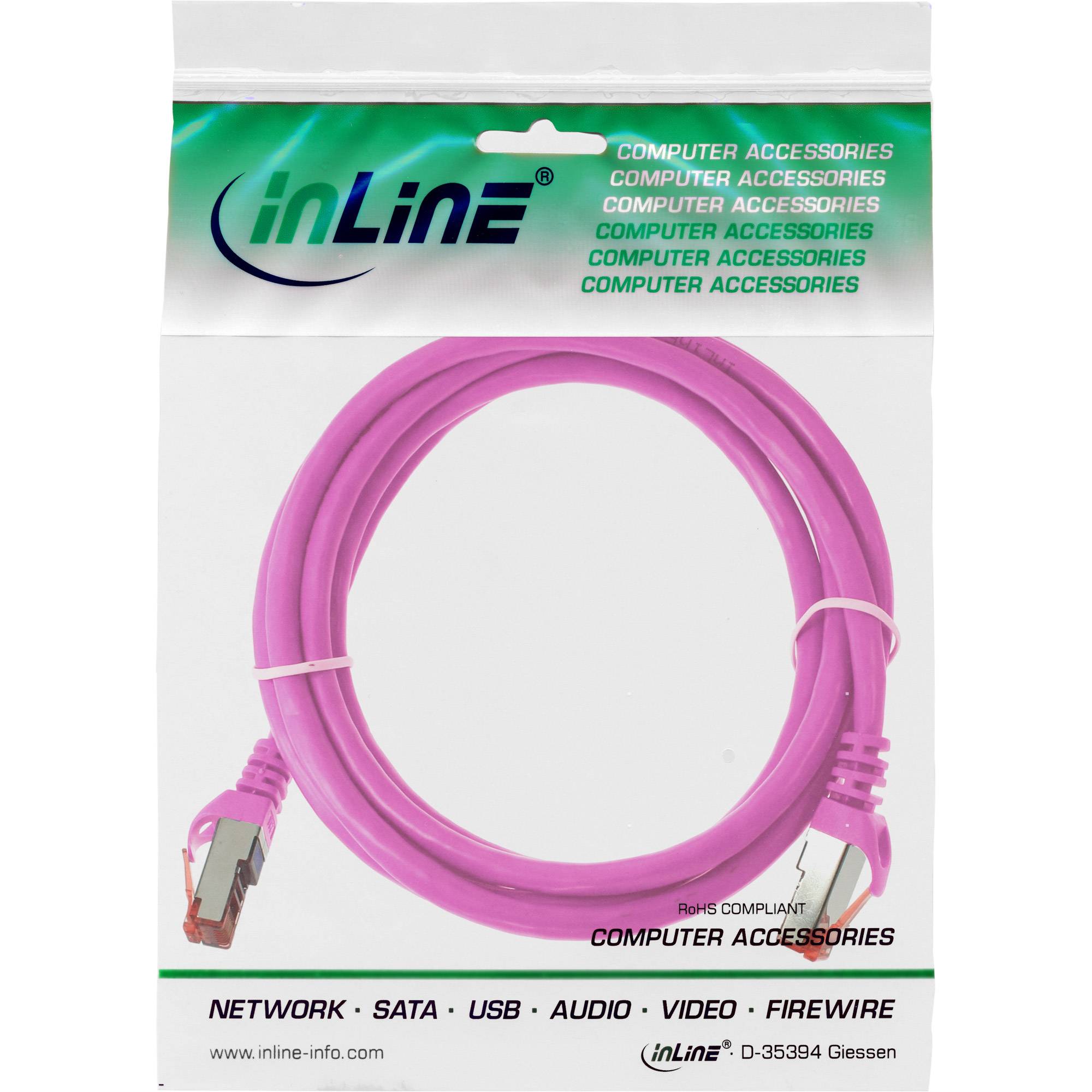 INLINE - Patchkabel - S/FTP (PiMf) - Cat.6 - 250MHz - PVC - Kupfer - pink - 1m