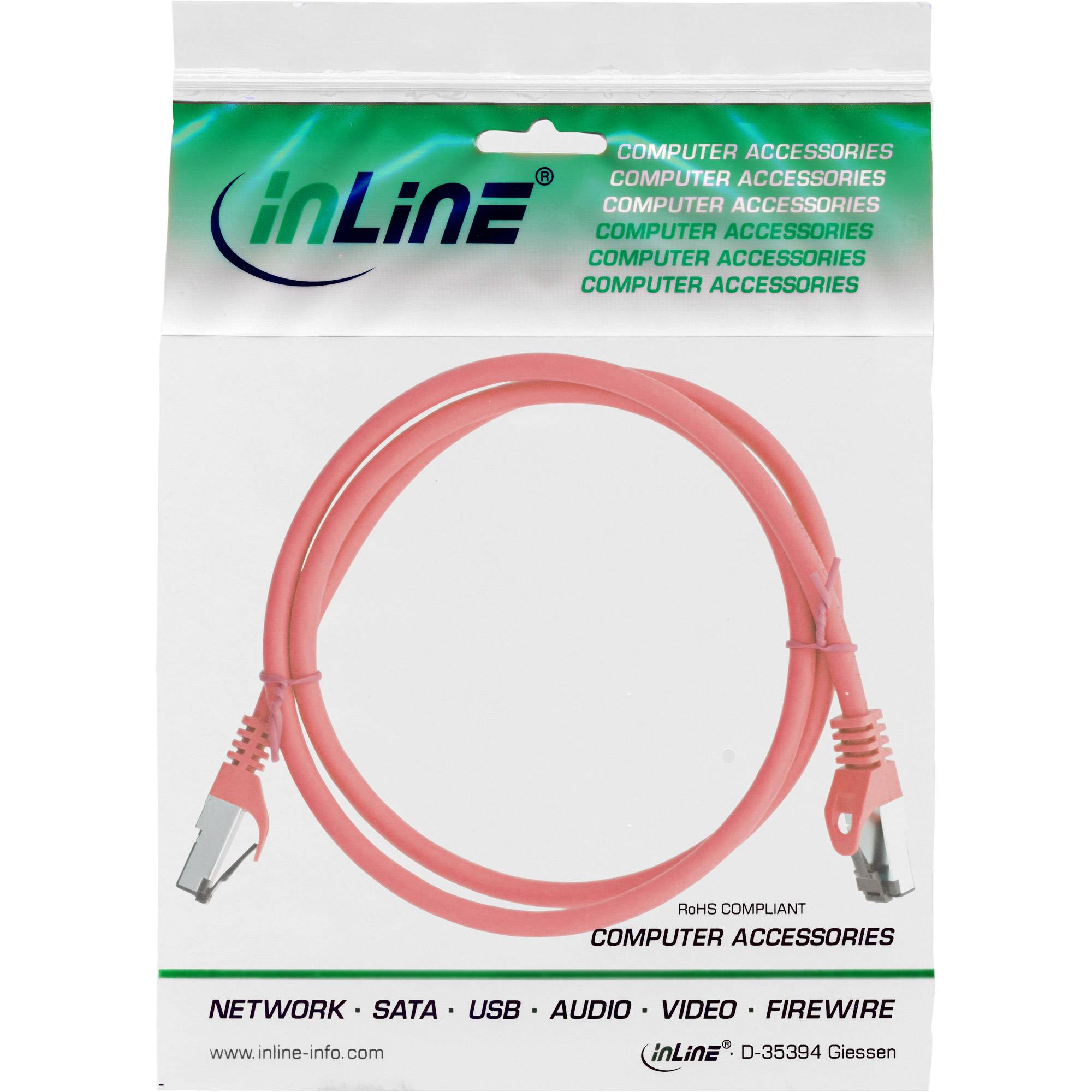 INLINE - Patchkabel - S/FTP (PiMf) - Cat.8.1 - 2000MHz - halogenfrei - rot - 0,5m