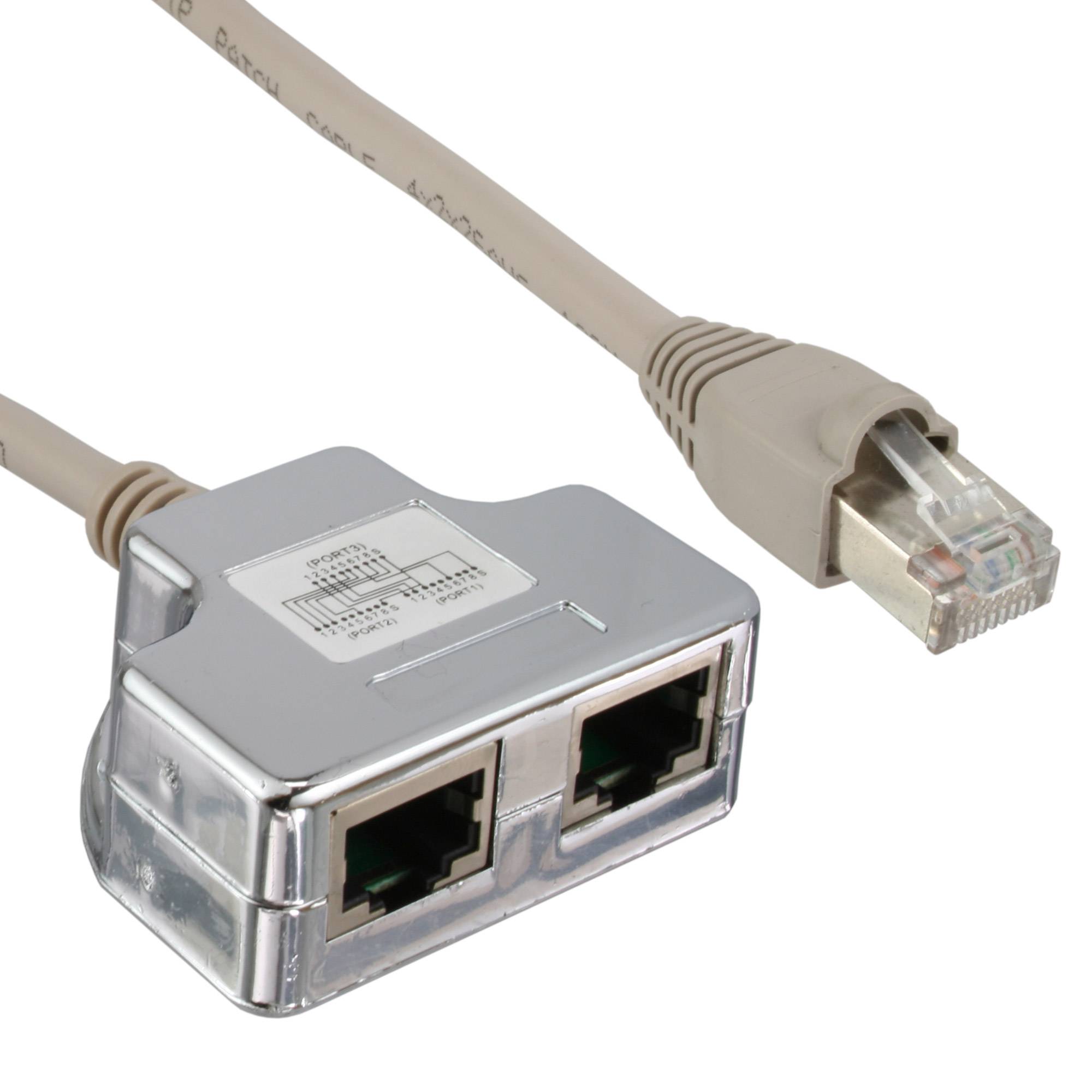 INLINE - Cat.5e T-Adapter (Port-Doppler) - RJ45 Stecker an 2x RJ45 Buchse 0,15m