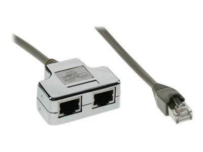 INLINE - Cat.5e / ISDN T-Adapter RJ45 Stecker an 2x RJ45 Buchse - 0,15m