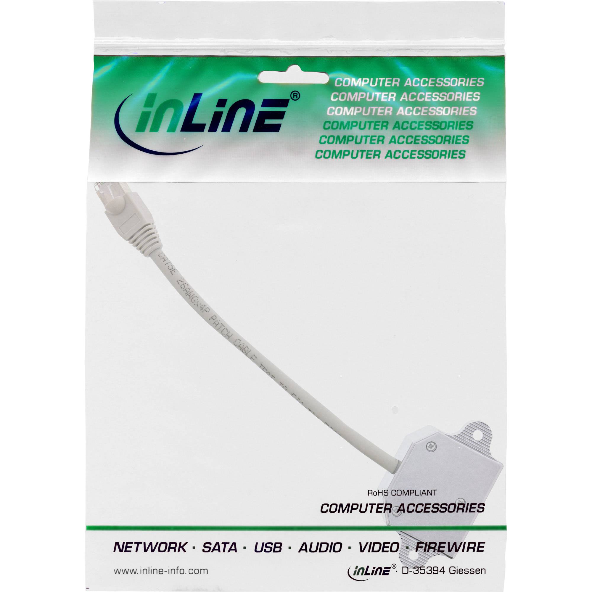INLINE - Cat.5e / ISDN T-Adapter RJ45 Stecker an 2x RJ45 Buchse - 0,15m