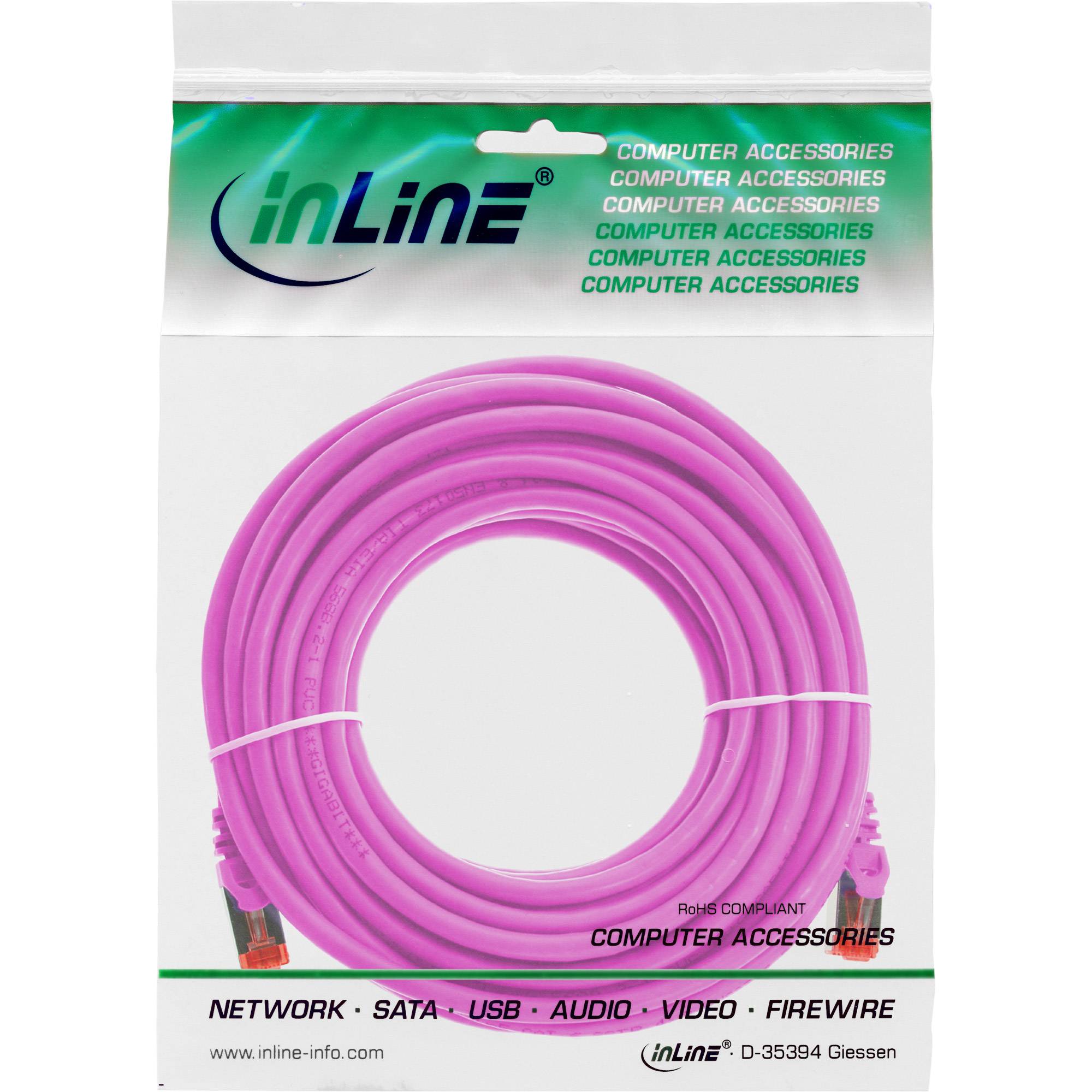 INLINE - Patchkabel - S/FTP (PiMf) - Cat.6 - 250MHz - PVC - Kupfer - pink - 10m