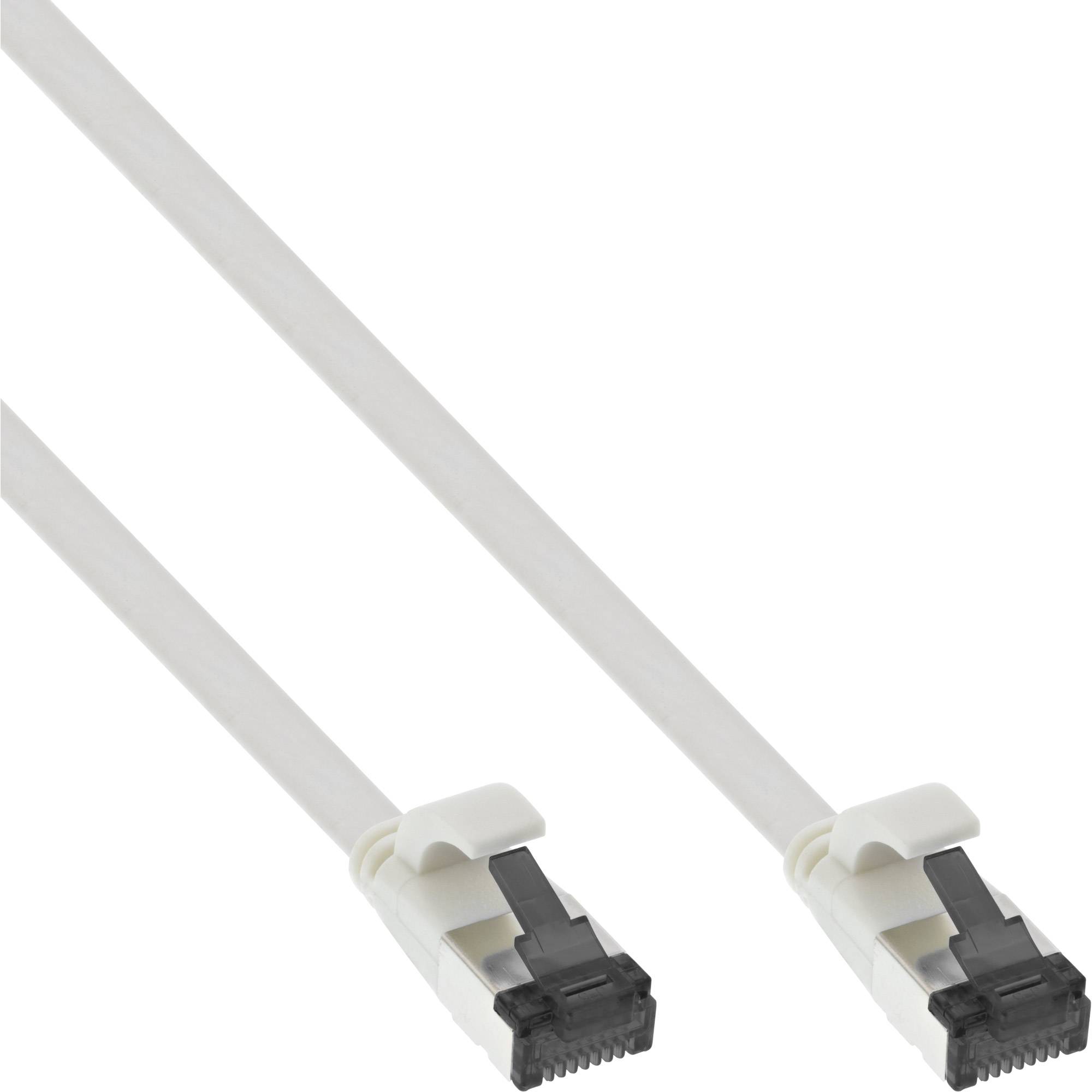 INLINE - Patchkabel flach - U/FTP - Cat.8.1 - TPE halogenfrei - weiß - 0,3m