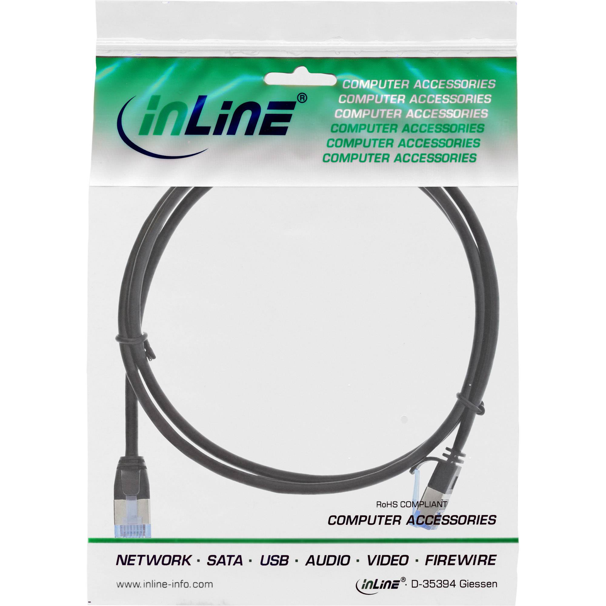 INLINE - Patchkabel slim - U/FTP PiMf - Cat.6A - schwarz - 5m