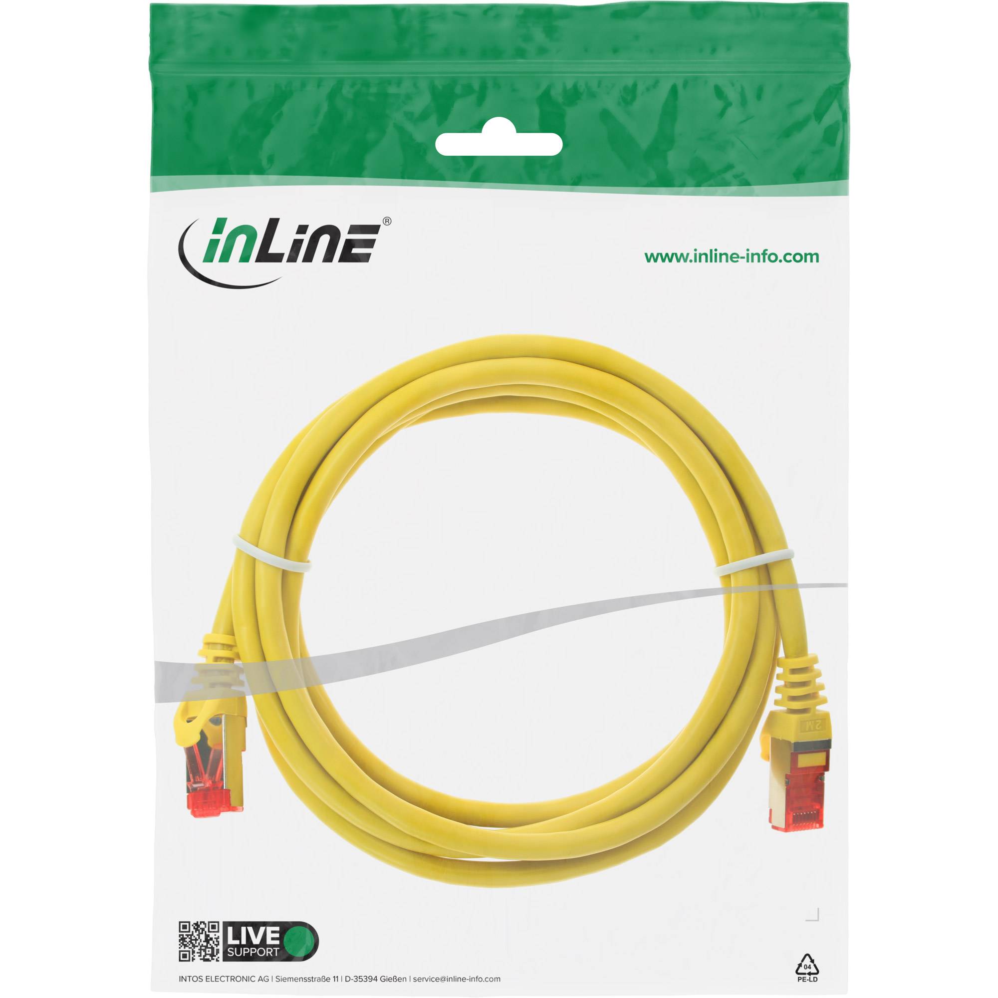 INLINE - Patchkabel - S/FTP (PiMf) - Cat.6 - 250MHz - PVC - Kupfer - gelb - 1m