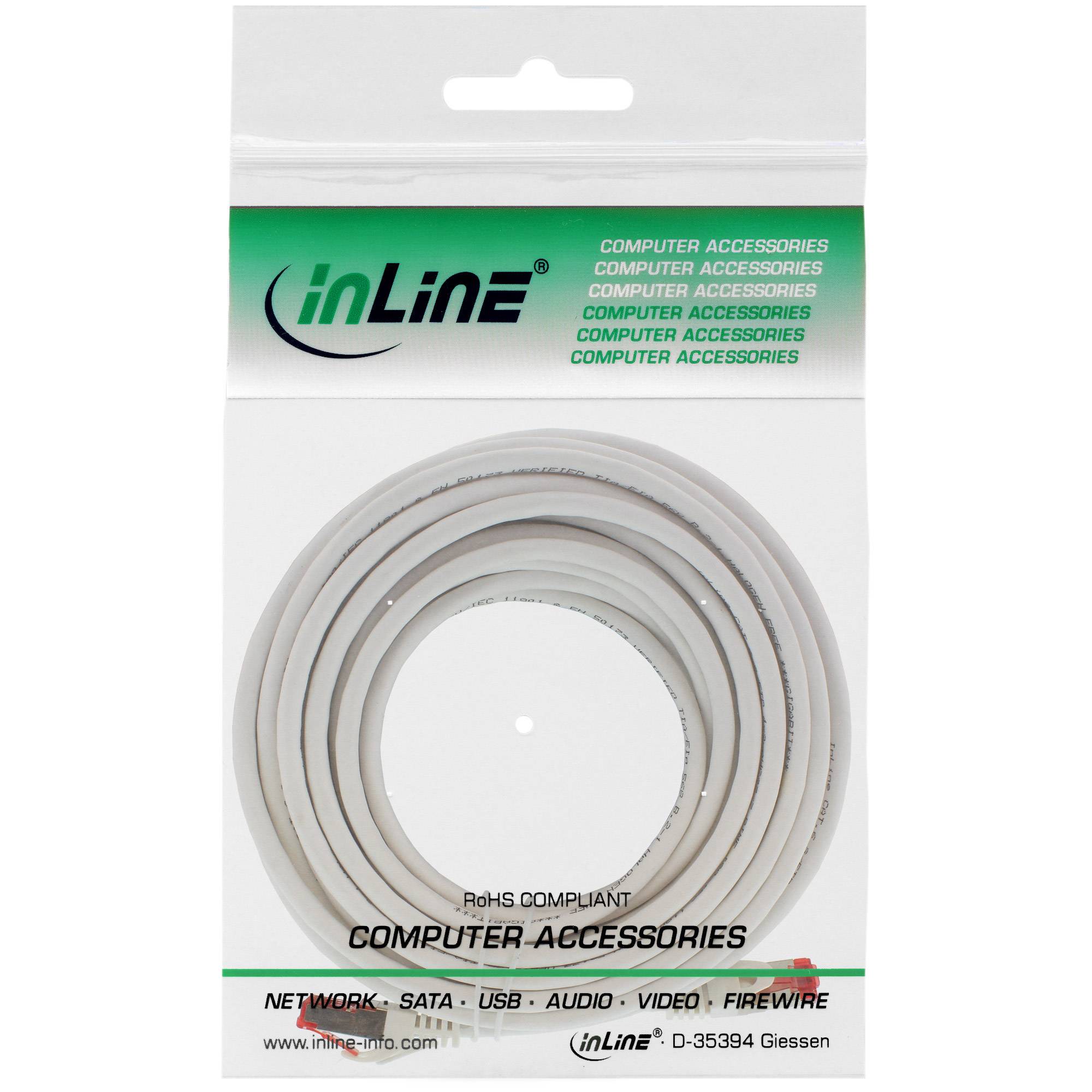 INLINE - Patchkabel - S/FTP (PiMf) - Cat.6 - halogenfrei - Kupfer - weiß - 7,5m