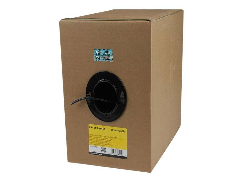 StarTech.com 1000 ft Bulk Roll of Black CMR Cat5e Solid UTP Riser Cable - Cat 5e Riser Cable - Cat.5e CMR Ethernet Cable - 24 AWG - Black