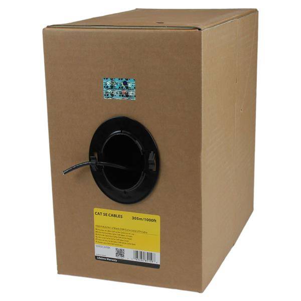 StarTech.com 1000 ft Bulk Roll of Black CMR Cat5e Solid UTP Riser Cable - Cat 5e Riser Cable - Cat.5e CMR Ethernet Cable - 24 AWG - Black