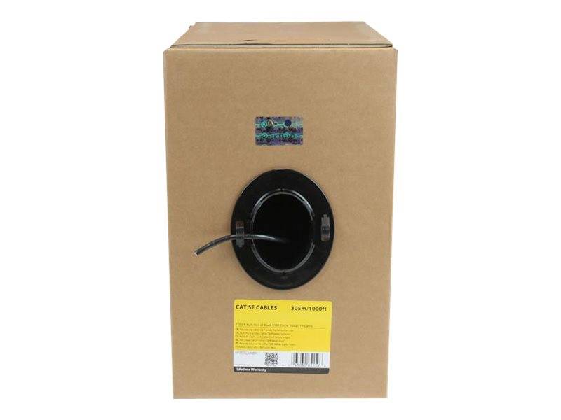 StarTech.com 1000 ft Bulk Roll of Black CMR Cat5e Solid UTP Riser Cable - Cat 5e Riser Cable - Cat.5e CMR Ethernet Cable - 24 AWG - Black