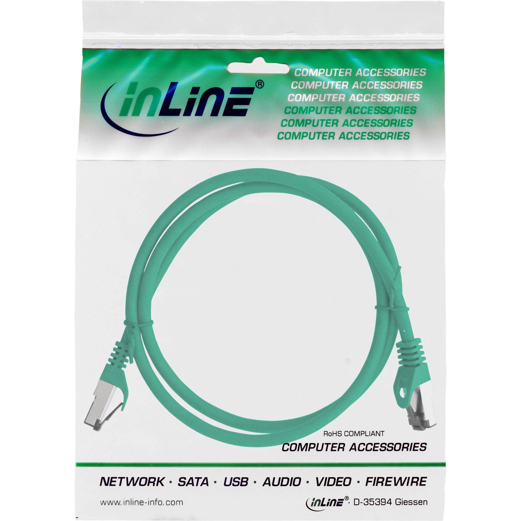 INLINE - Patchkabel - S/FTP (PiMf) - Cat.8.1 - 2000MHz - halogenfrei - grün - 0,5m