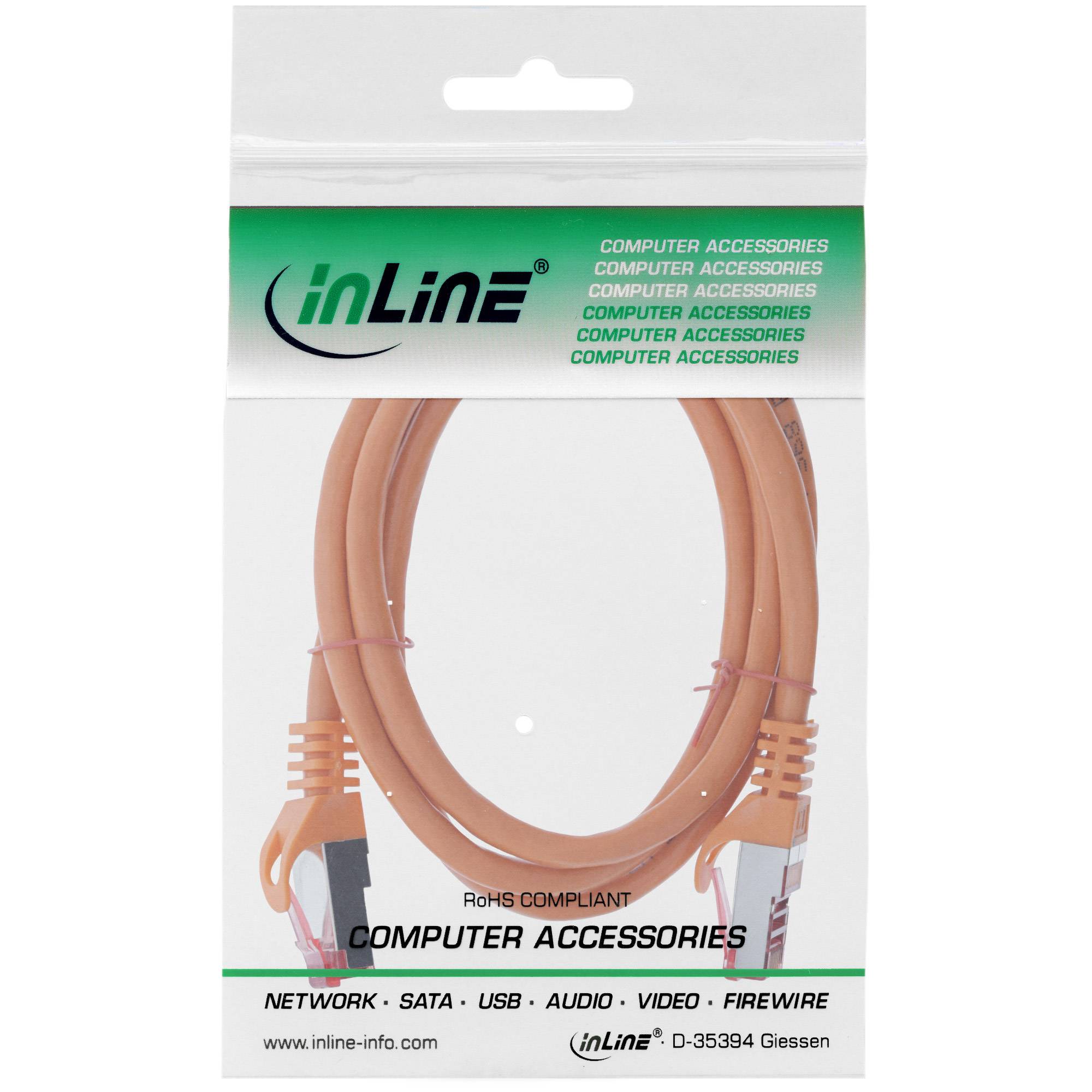 INLINE - Patchkabel - S/FTP (PiMf) - Cat.6 - 250MHz - PVC - Kupfer - orange - 0,5m