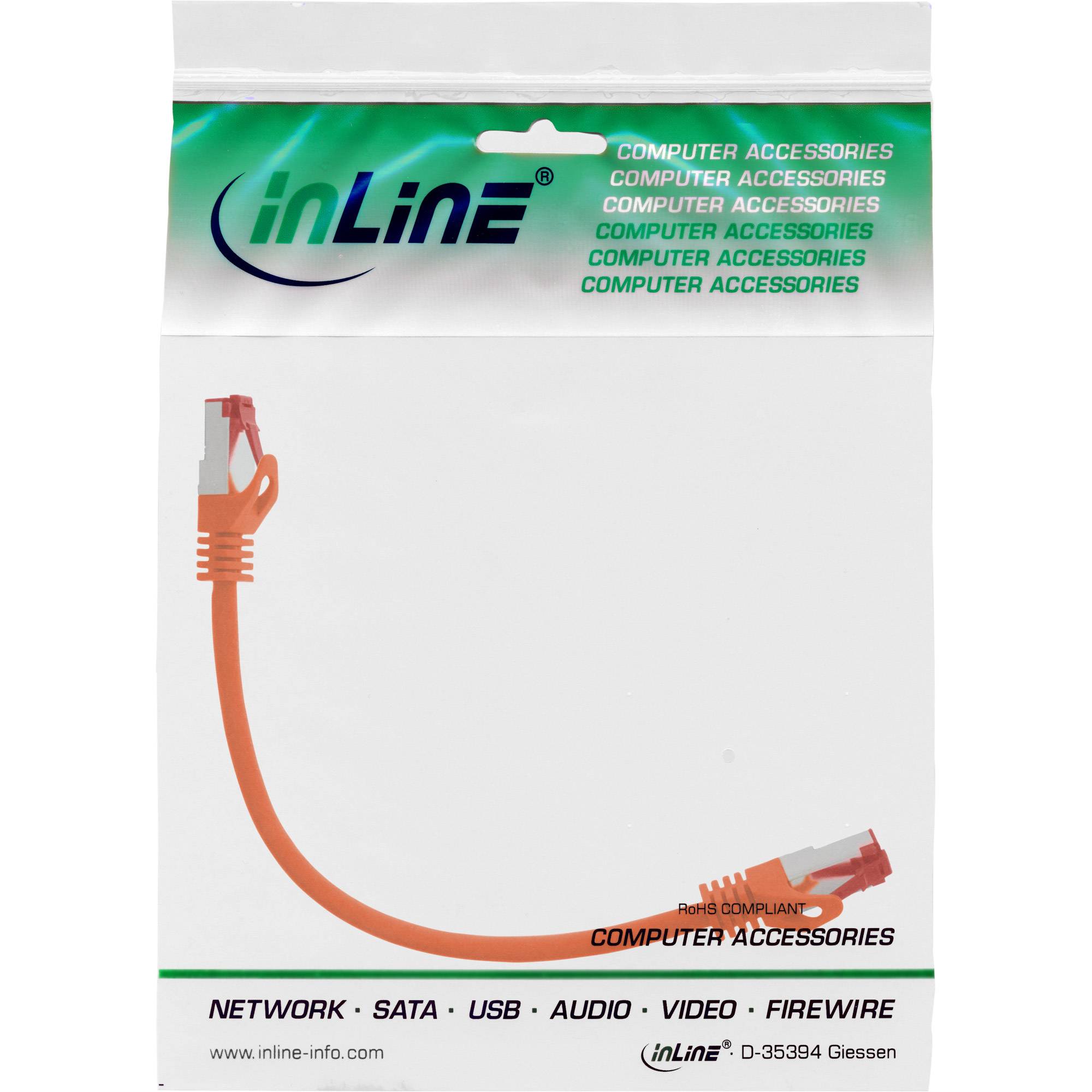 INLINE - Patchkabel - S/FTP (PiMf) - Cat.6 - 250MHz - PVC - Kupfer - orange - 0,25m