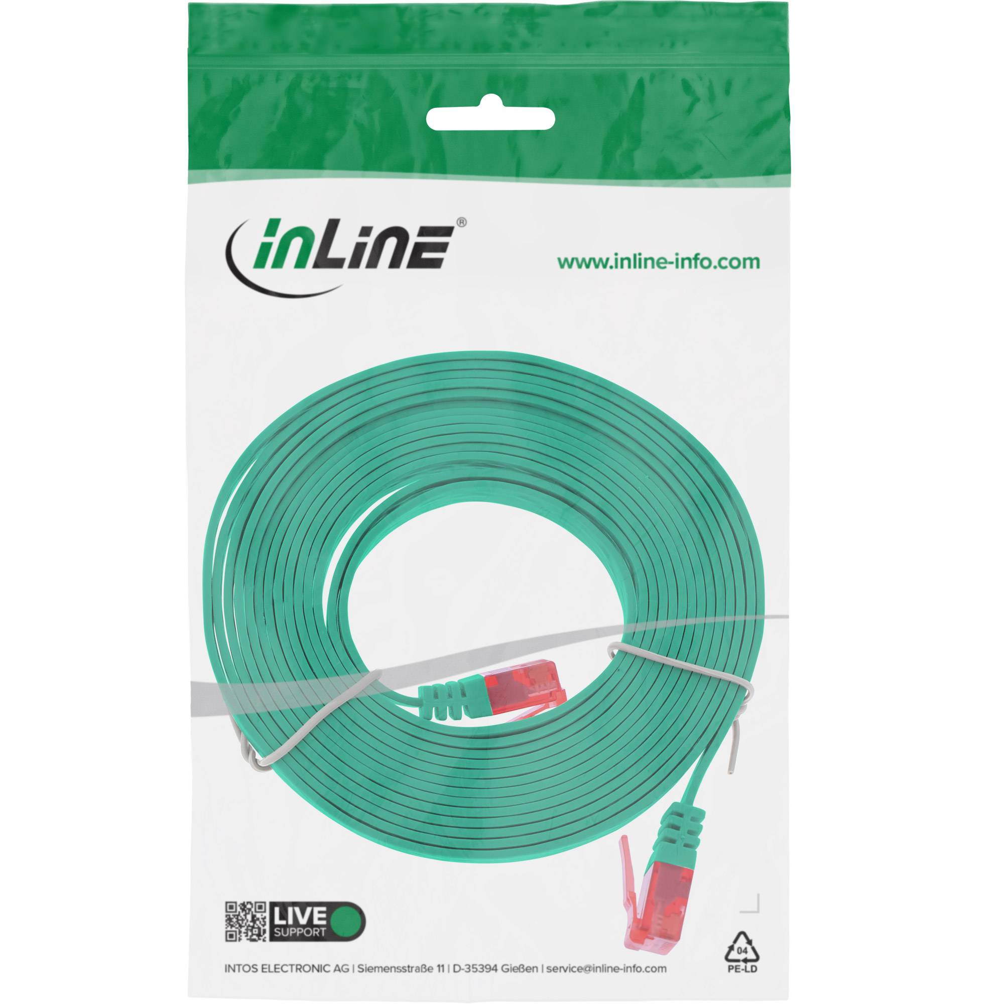 INLINE - Patchkabel flach - U/UTP - Cat.6 - grün - 2m