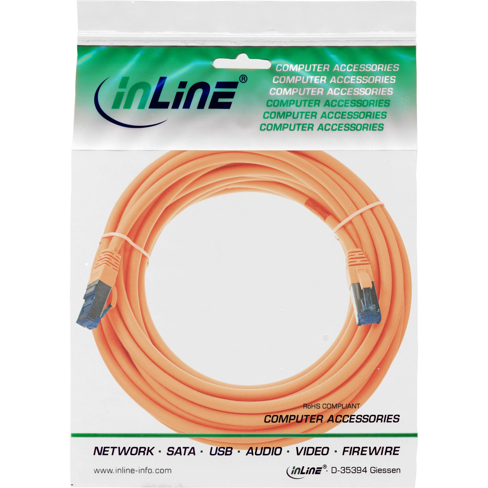 INLINE - Patchkabel - S/FTP (PiMf) - Cat.6A - halogenfrei - orange - 20m