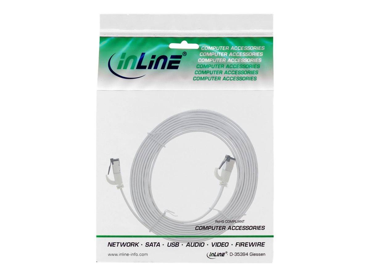 INLINE - Patchkabel flach - U/FTP - Cat.8.1 - TPE halogenfrei - weiß - 5m