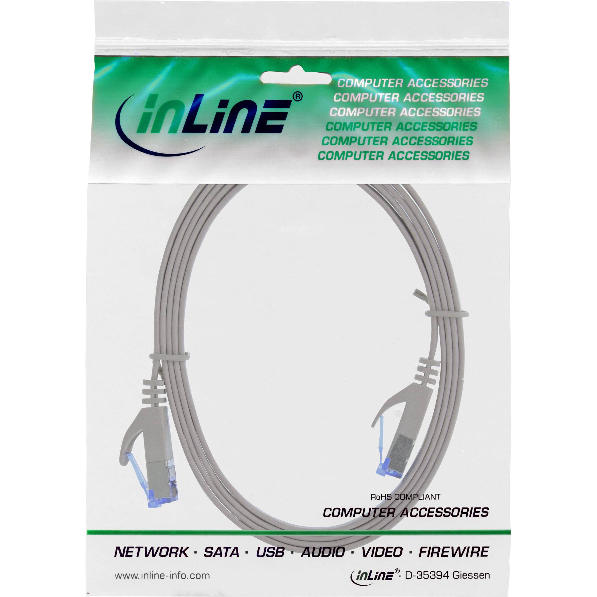 INLINE - Patchkabel flach - U/FTP - Cat.6A - grau - 2m