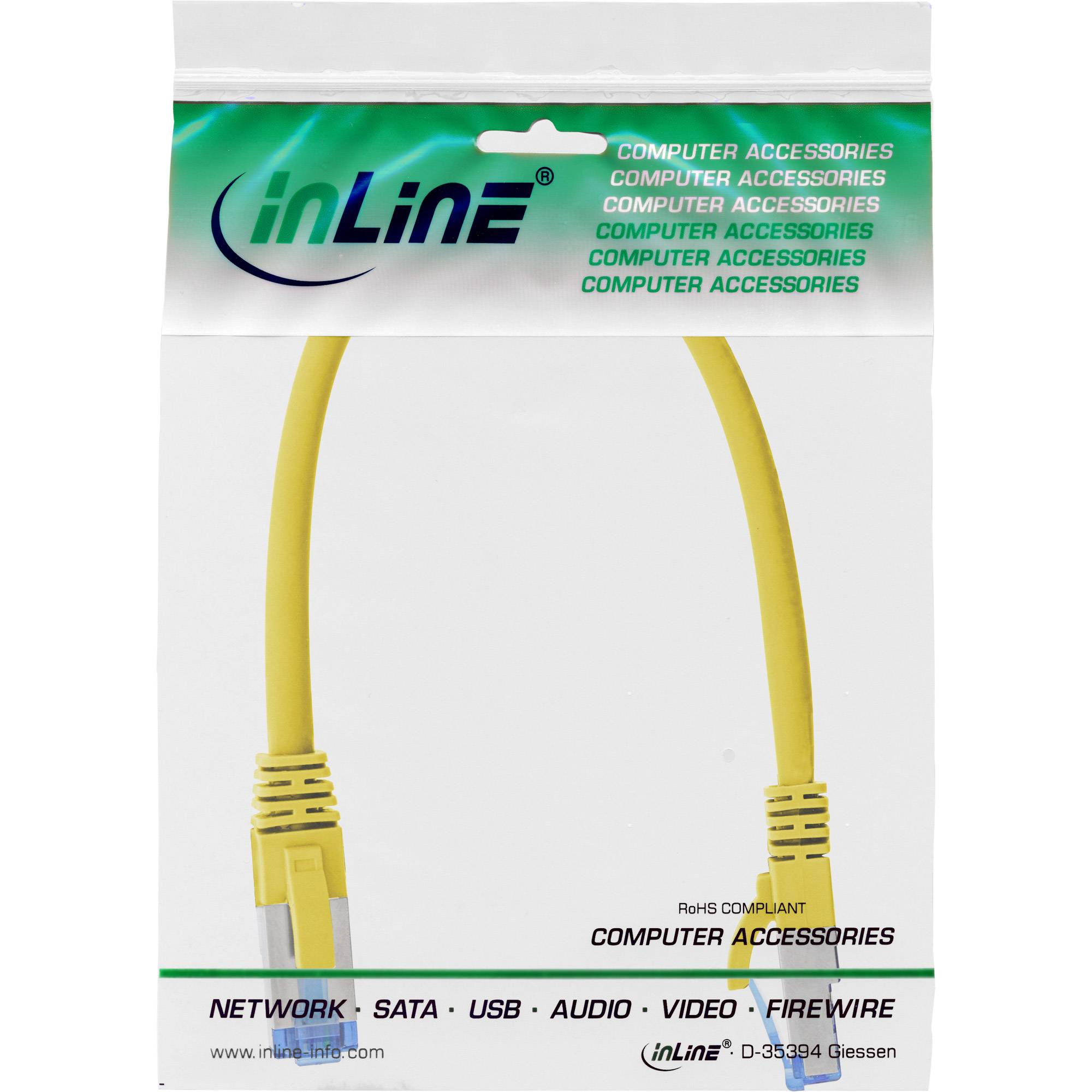 INLINE - Patchkabel - S/FTP (PiMf) - Cat.6A - halogenfrei - gelb - 0,25m