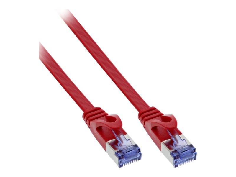 Zwei rote Ethernet-Kabel mit RJ45-Steckern auf weißem Hintergrund.