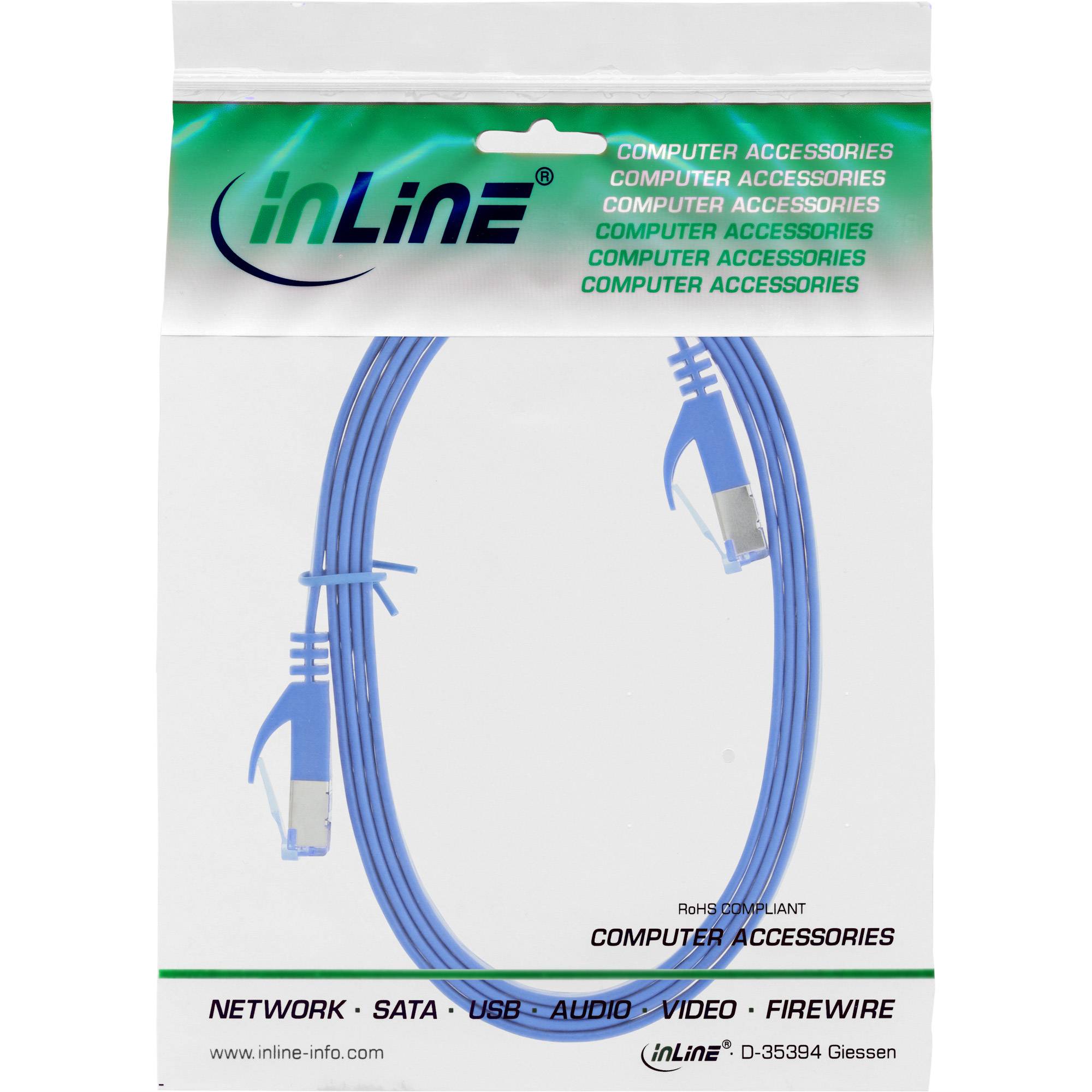 INLINE - Patchkabel flach - U/FTP - Cat.6A - blau - 3m