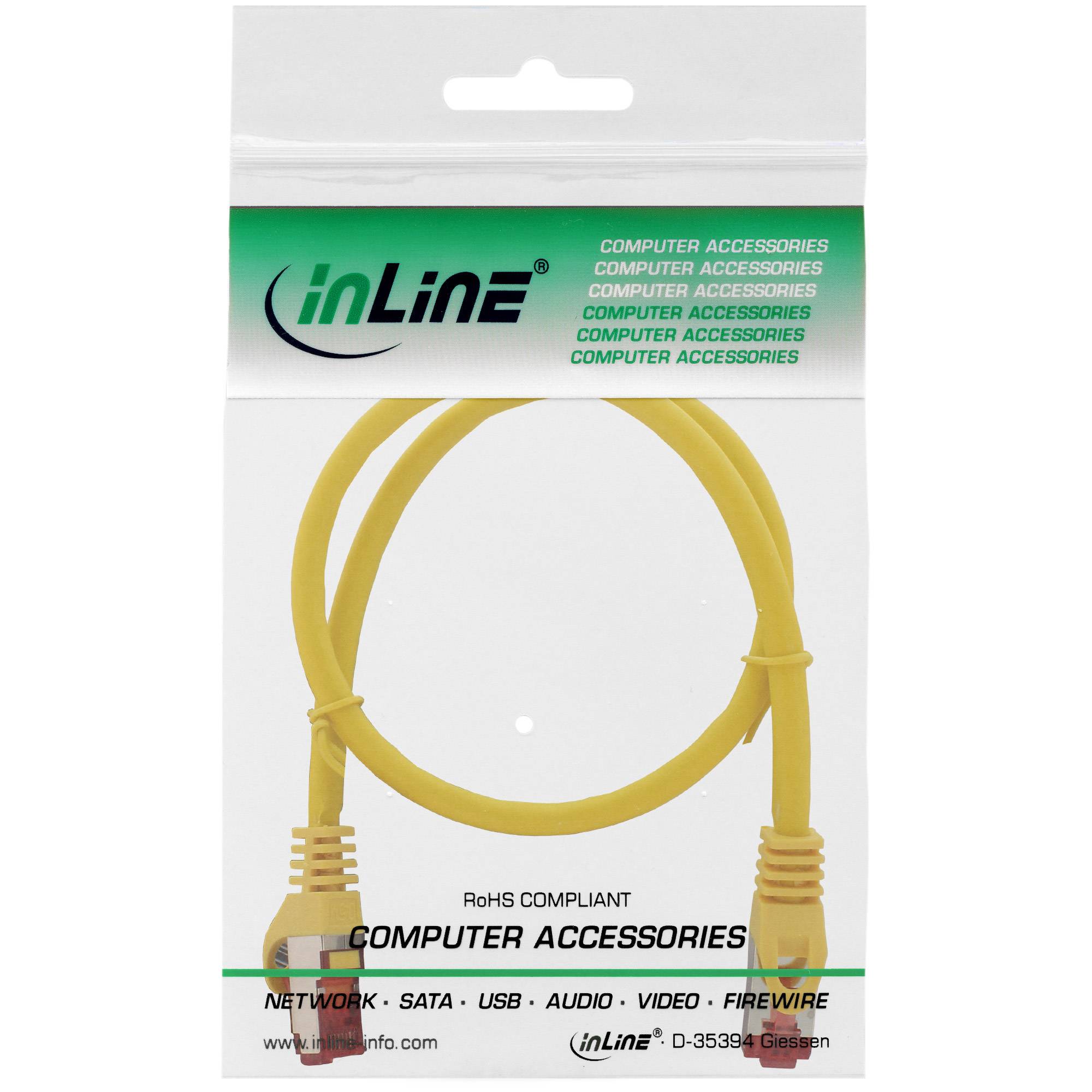 INLINE - Patchkabel - S/FTP (PiMf) - Cat.6 - halogenfrei - Kupfer - gelb - 0,25m