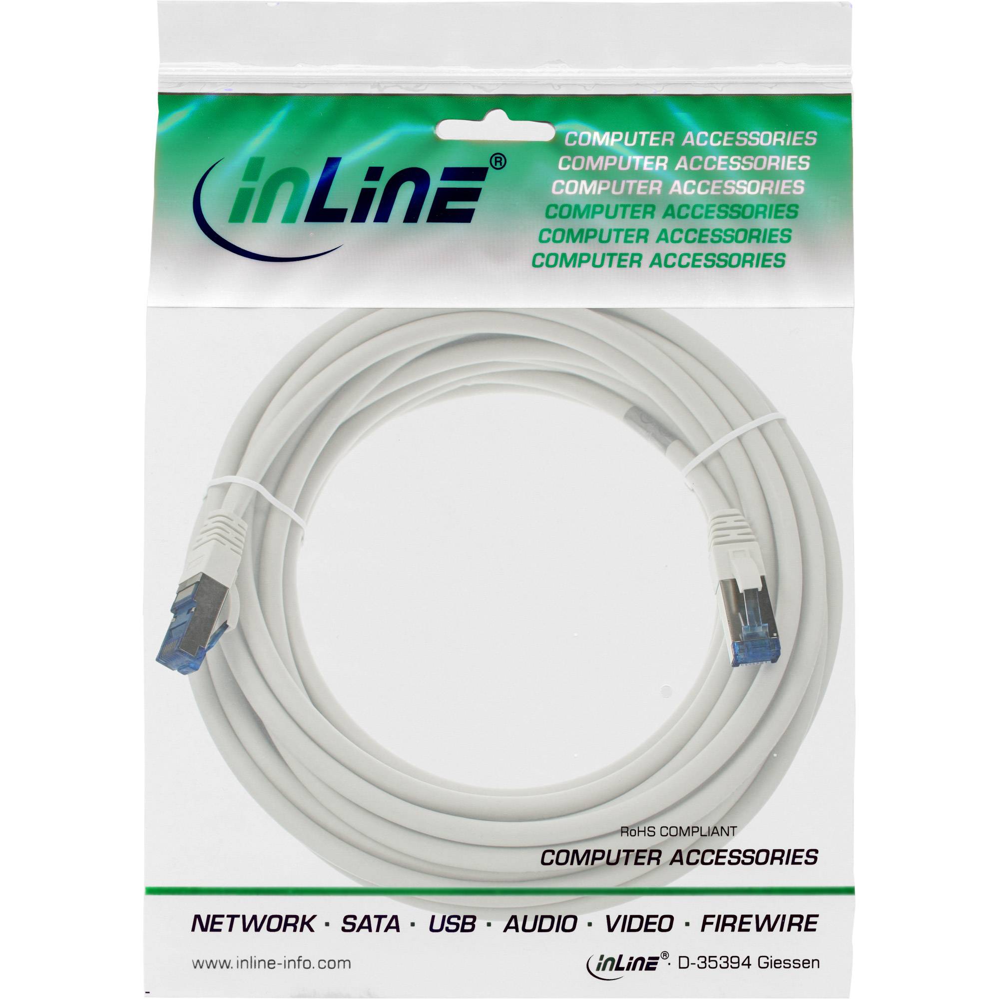 INLINE - Patchkabel - S/FTP (PiMf) - Cat.6A - halogenfrei - weiß - 5m