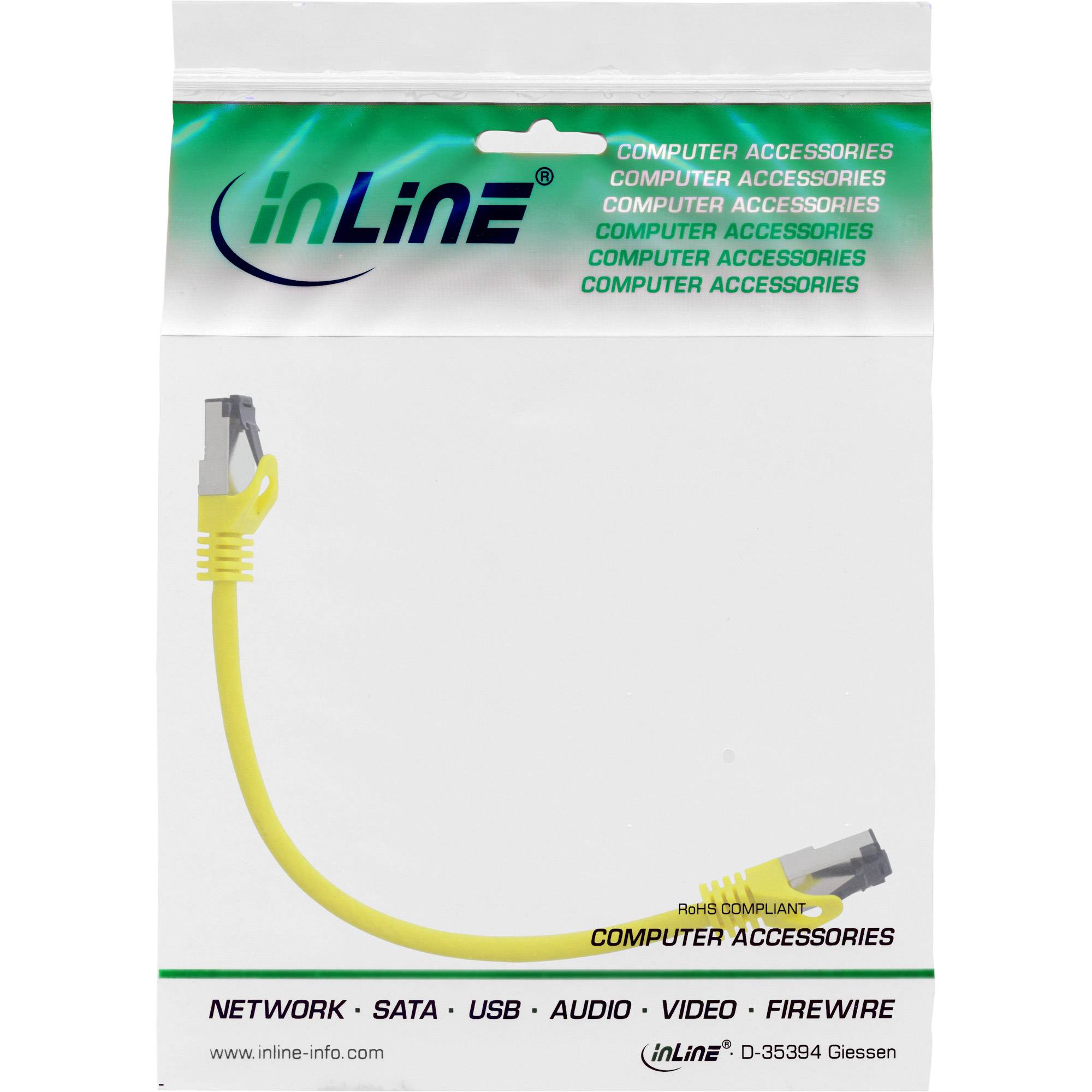 INLINE - Patchkabel - S/FTP (PiMf) - Cat.8.1 - 2000MHz - halogenfrei - gelb - 0,25m